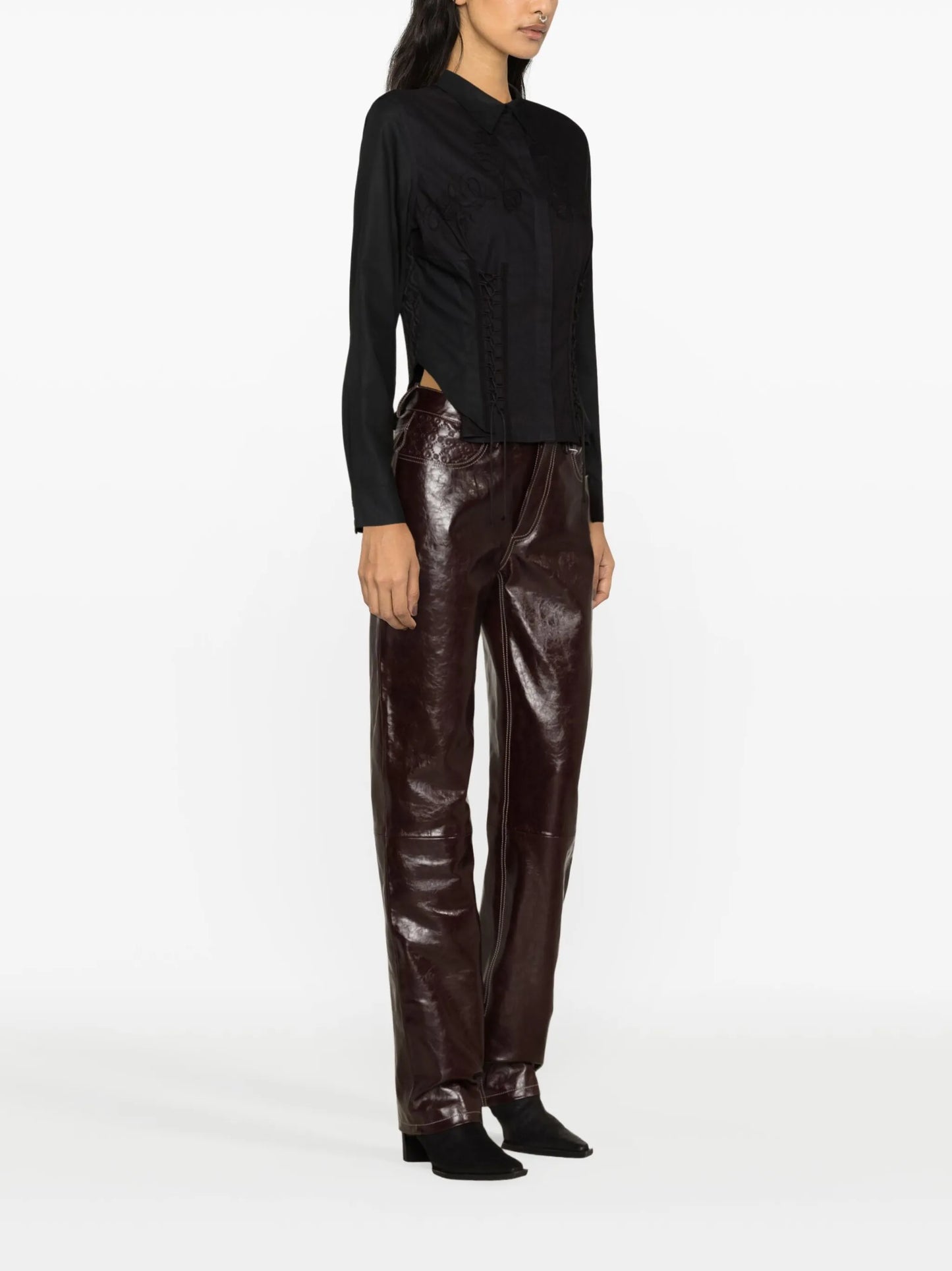 straight-leg leather trousers