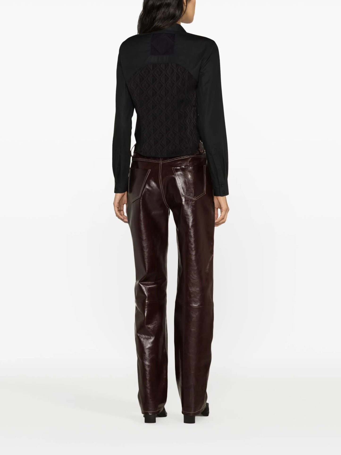 straight-leg leather trousers
