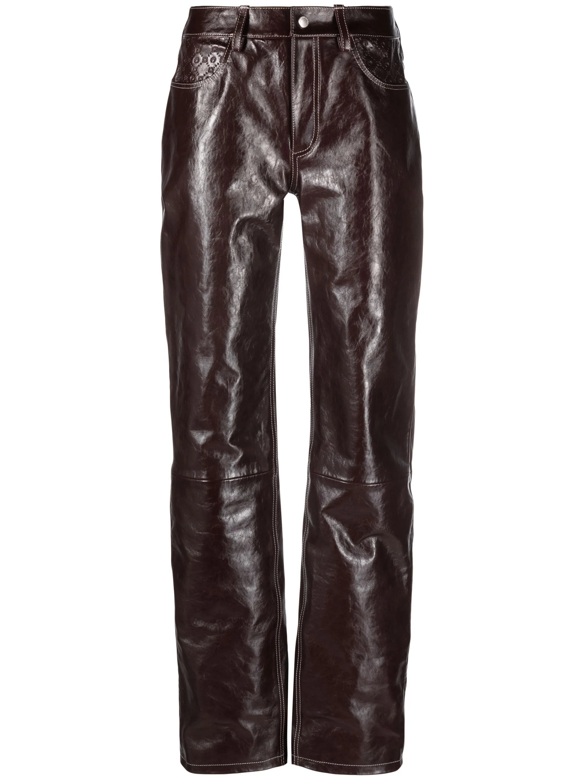 straight-leg leather trousers