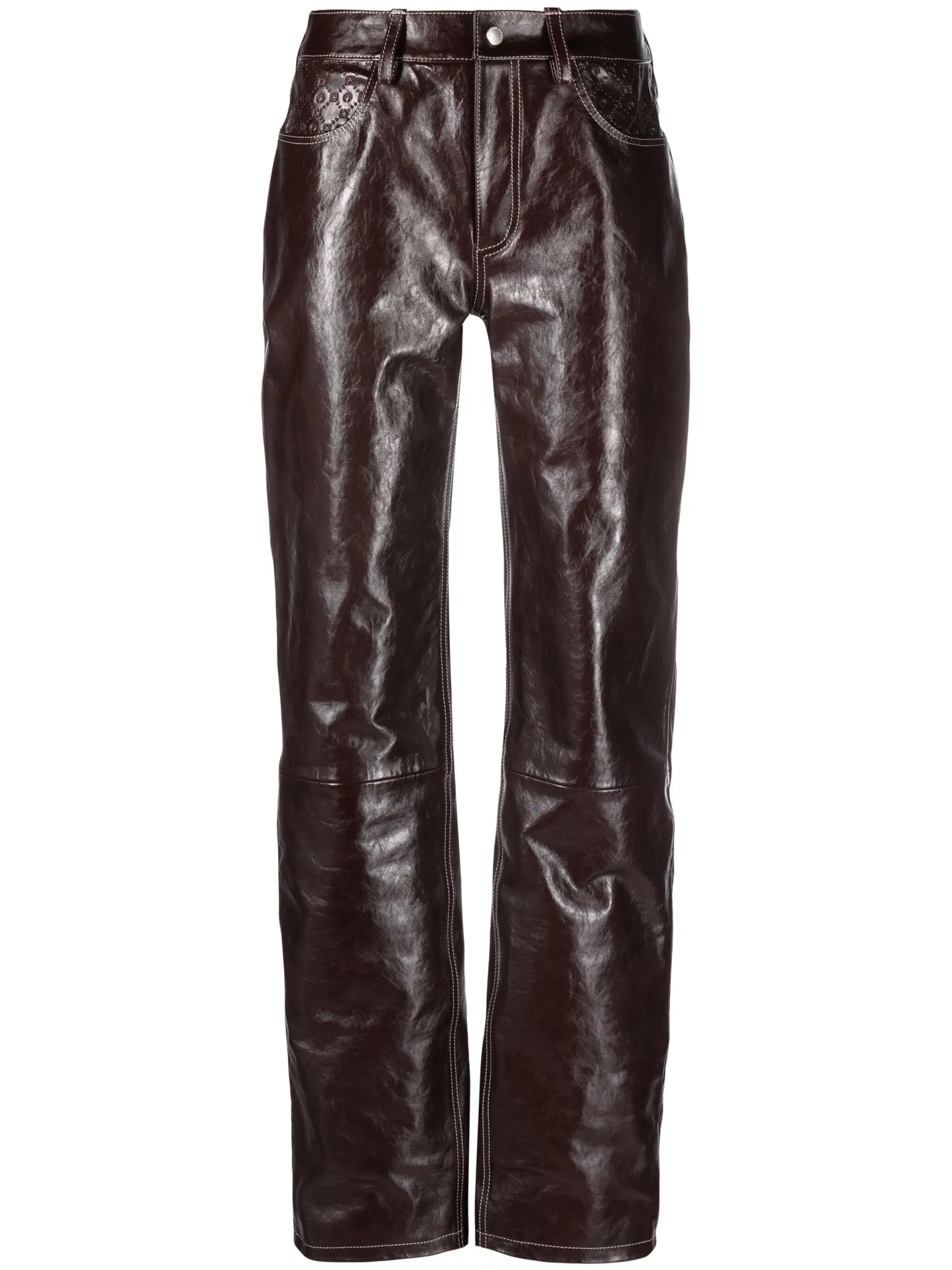 straight-leg leather trousers