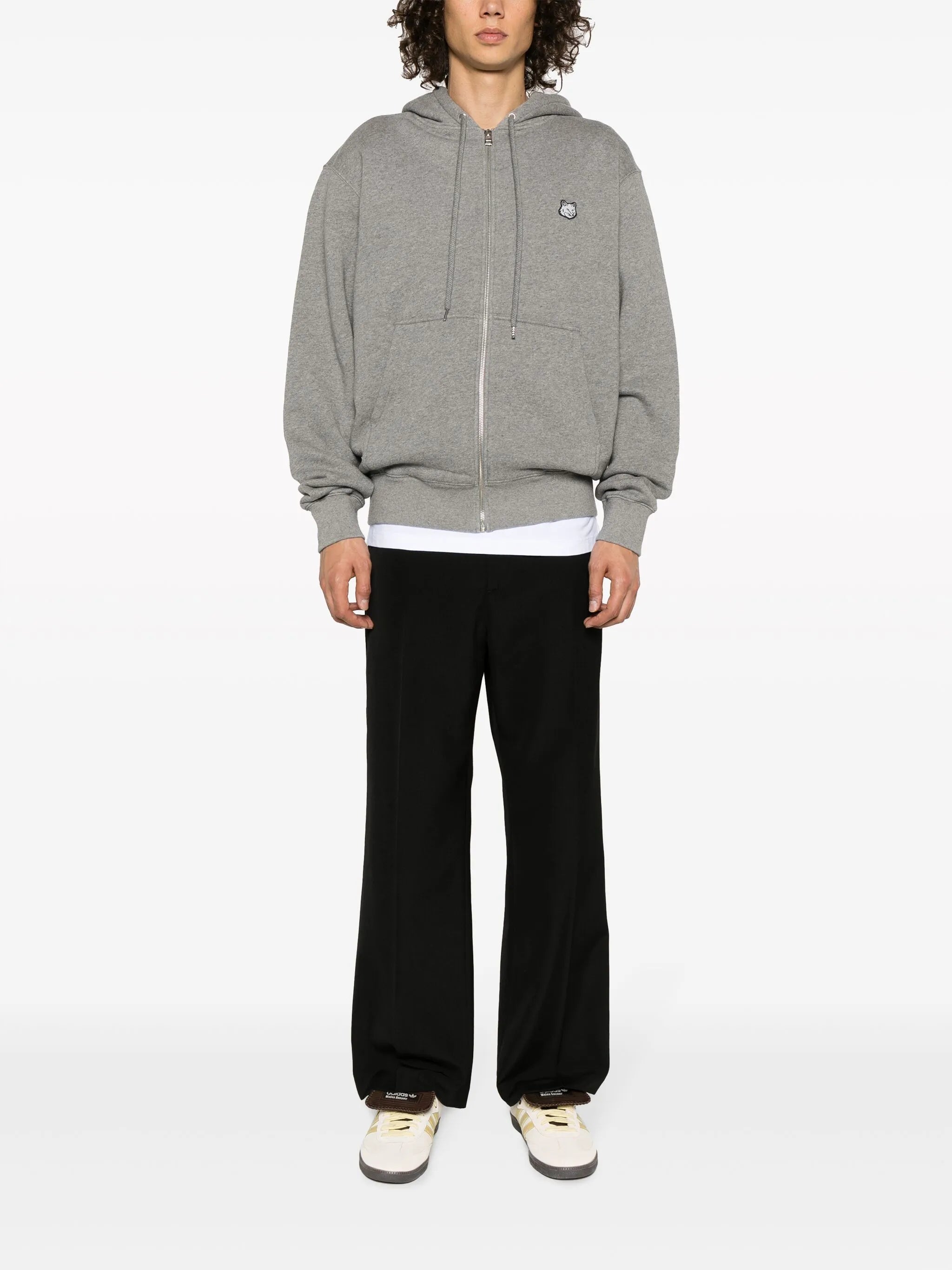 Fox-patch cotton hoodie