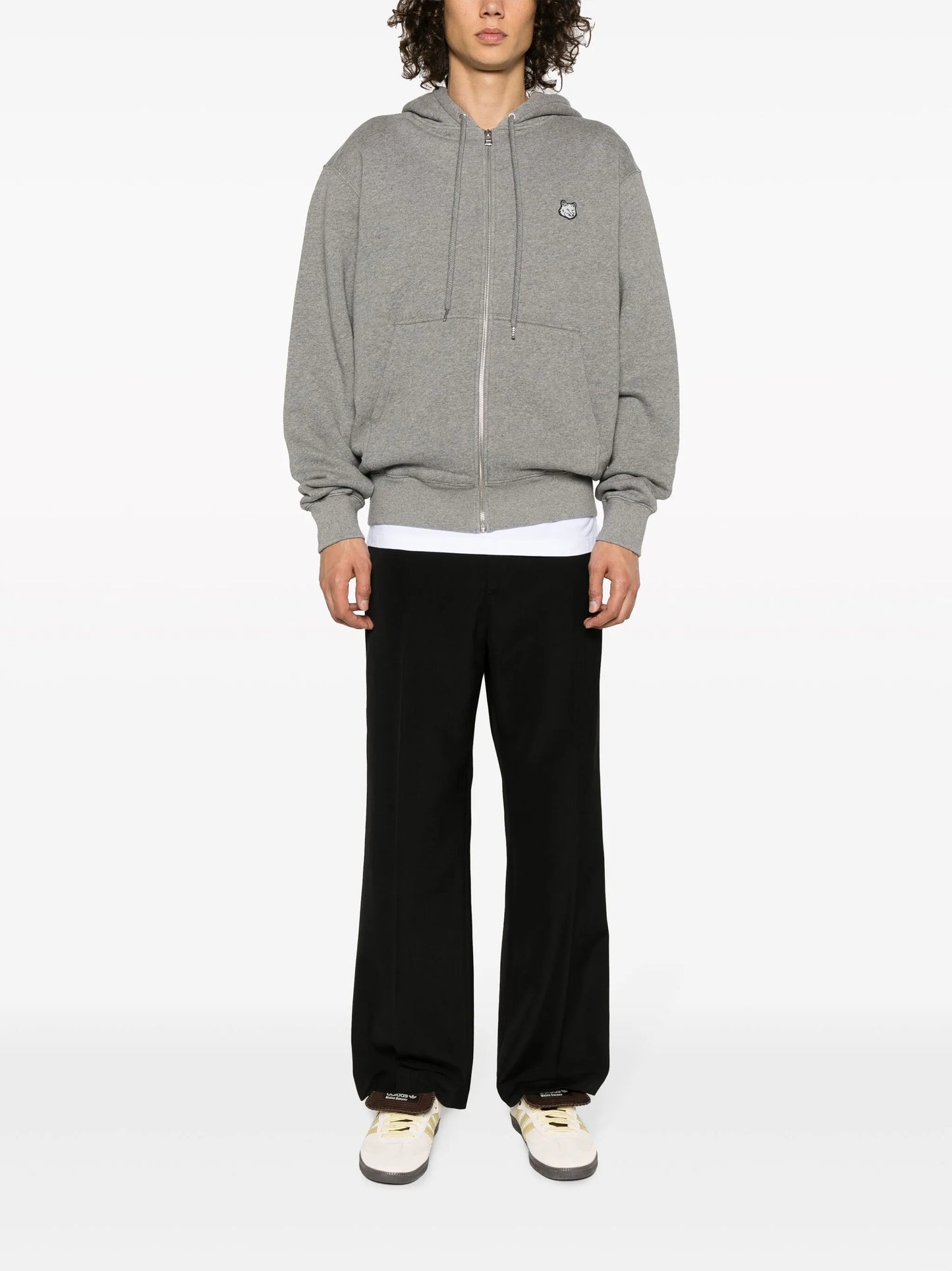 Fox-patch cotton hoodie
