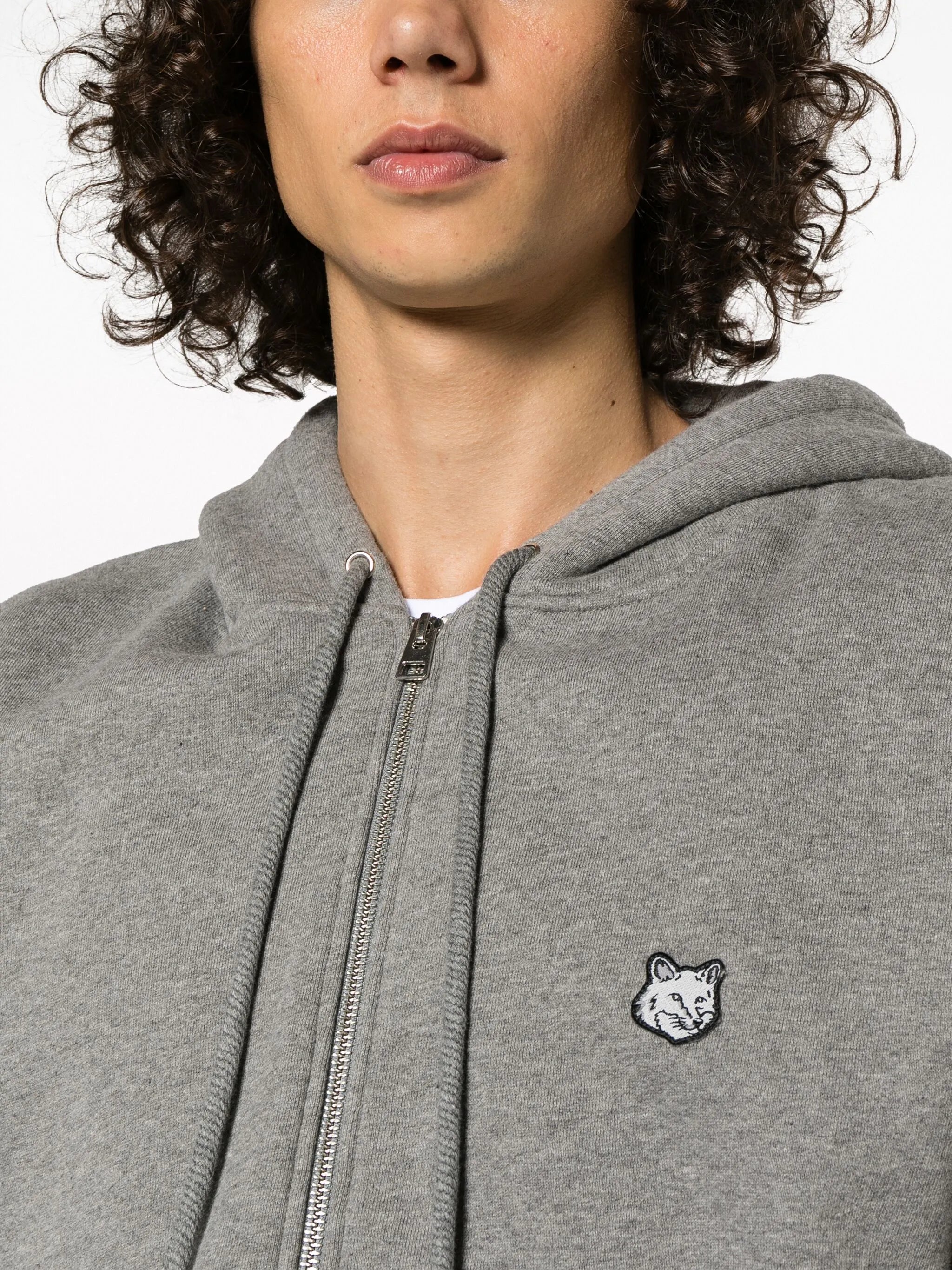 Fox-patch cotton hoodie