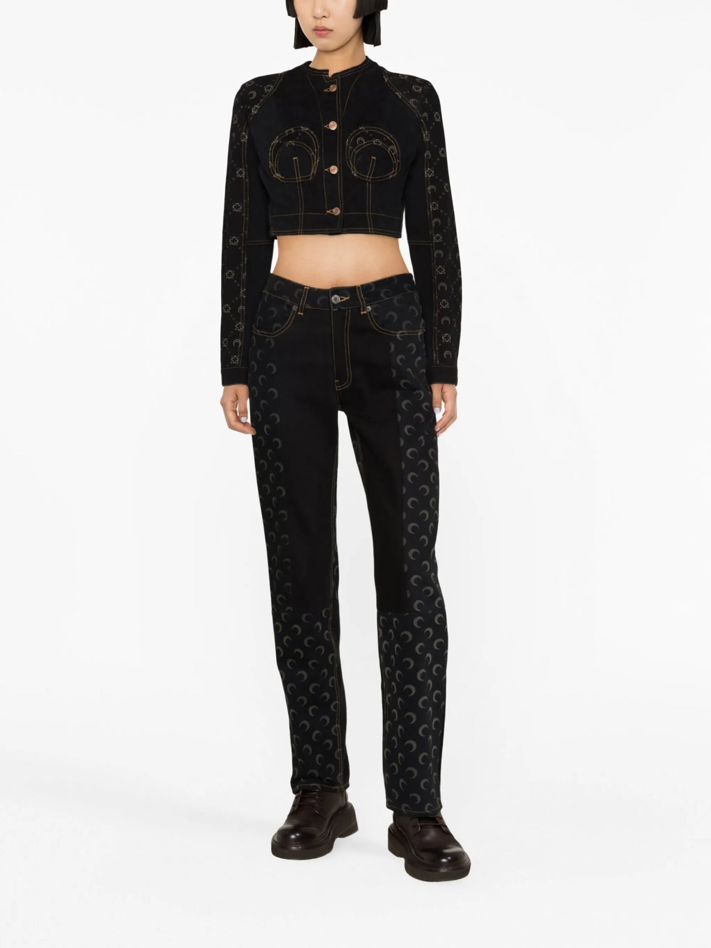 Regenerated cropped denim jacket