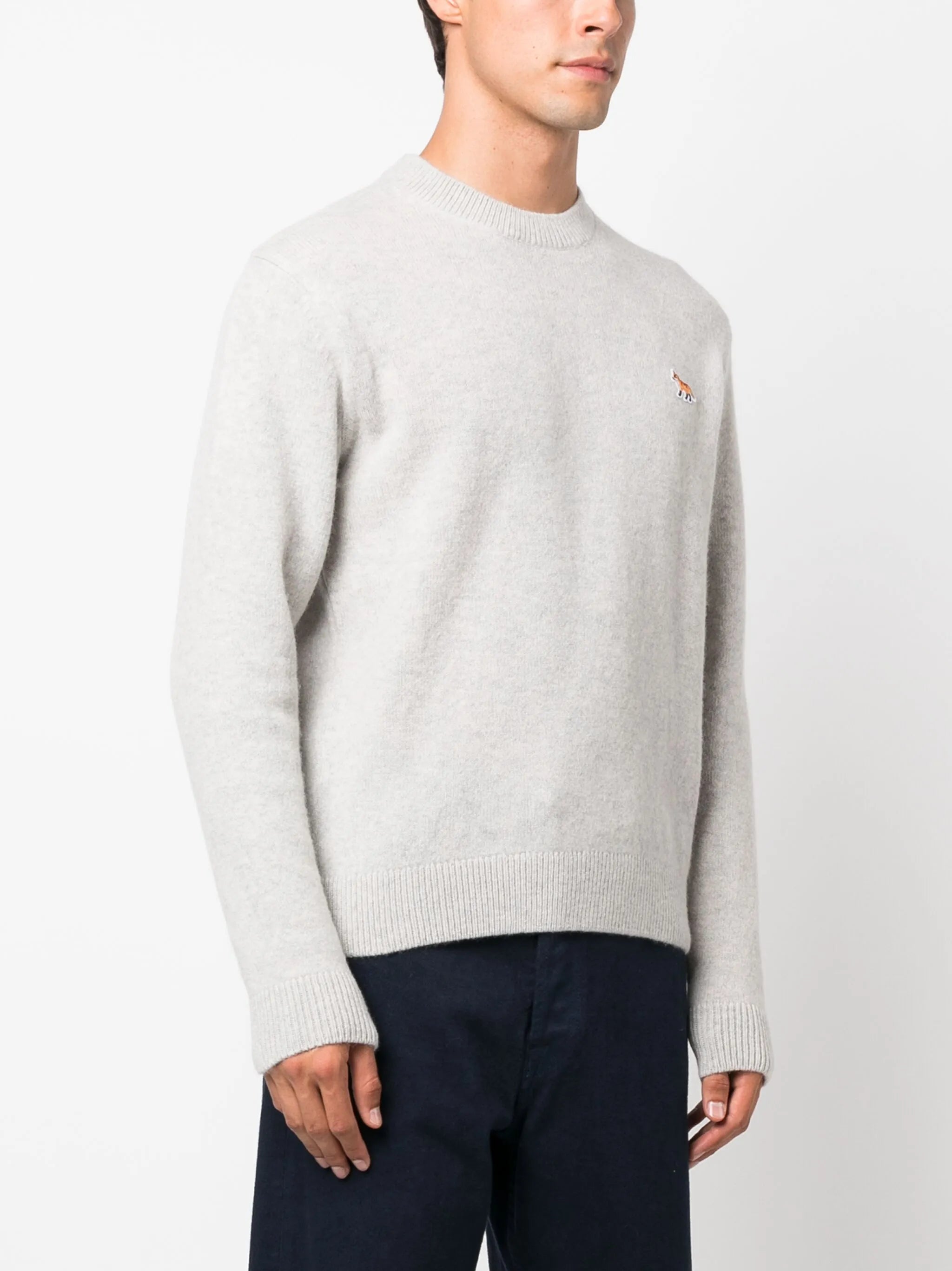 fox-patch wool jumper