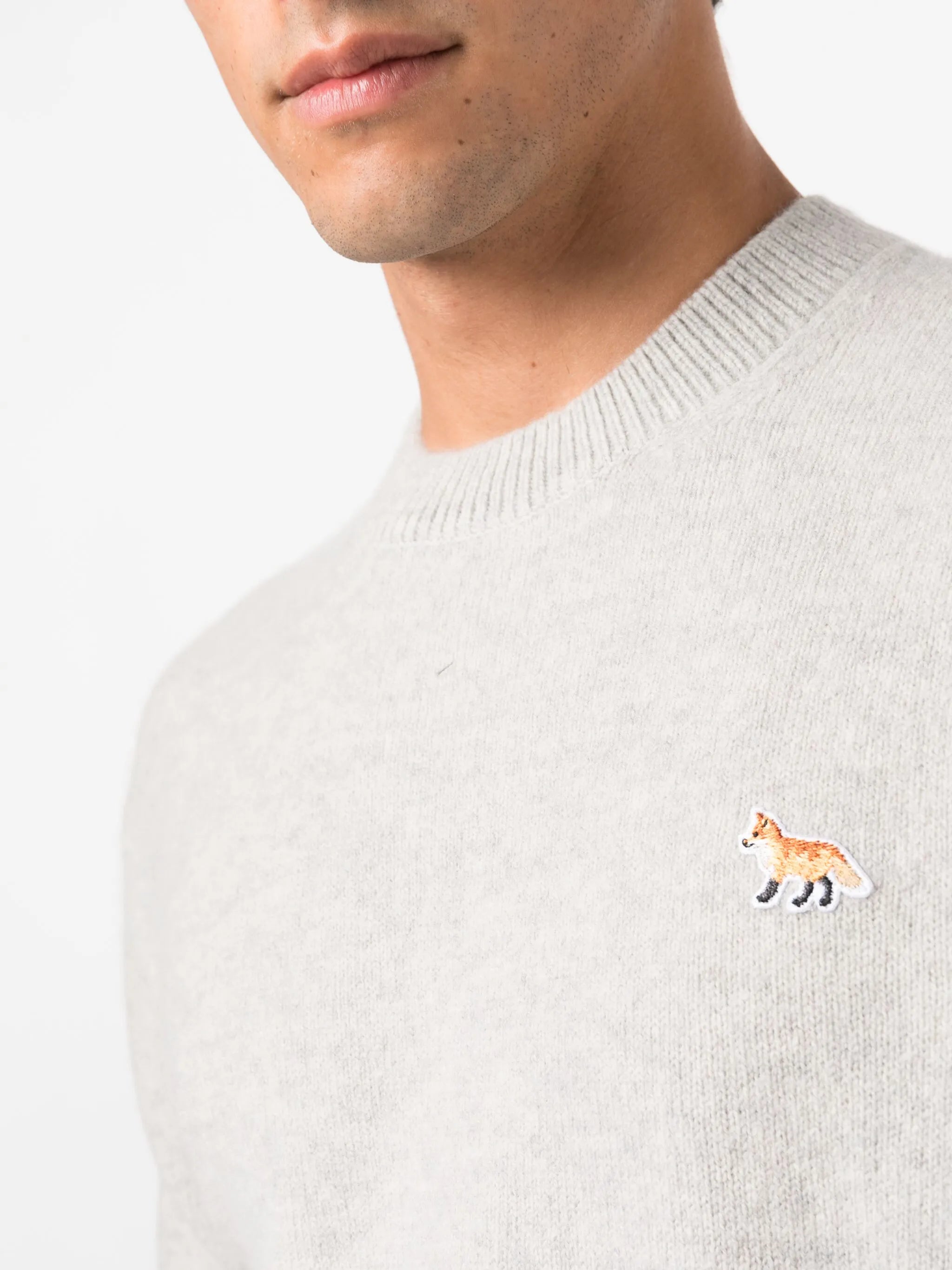 fox-patch wool jumper