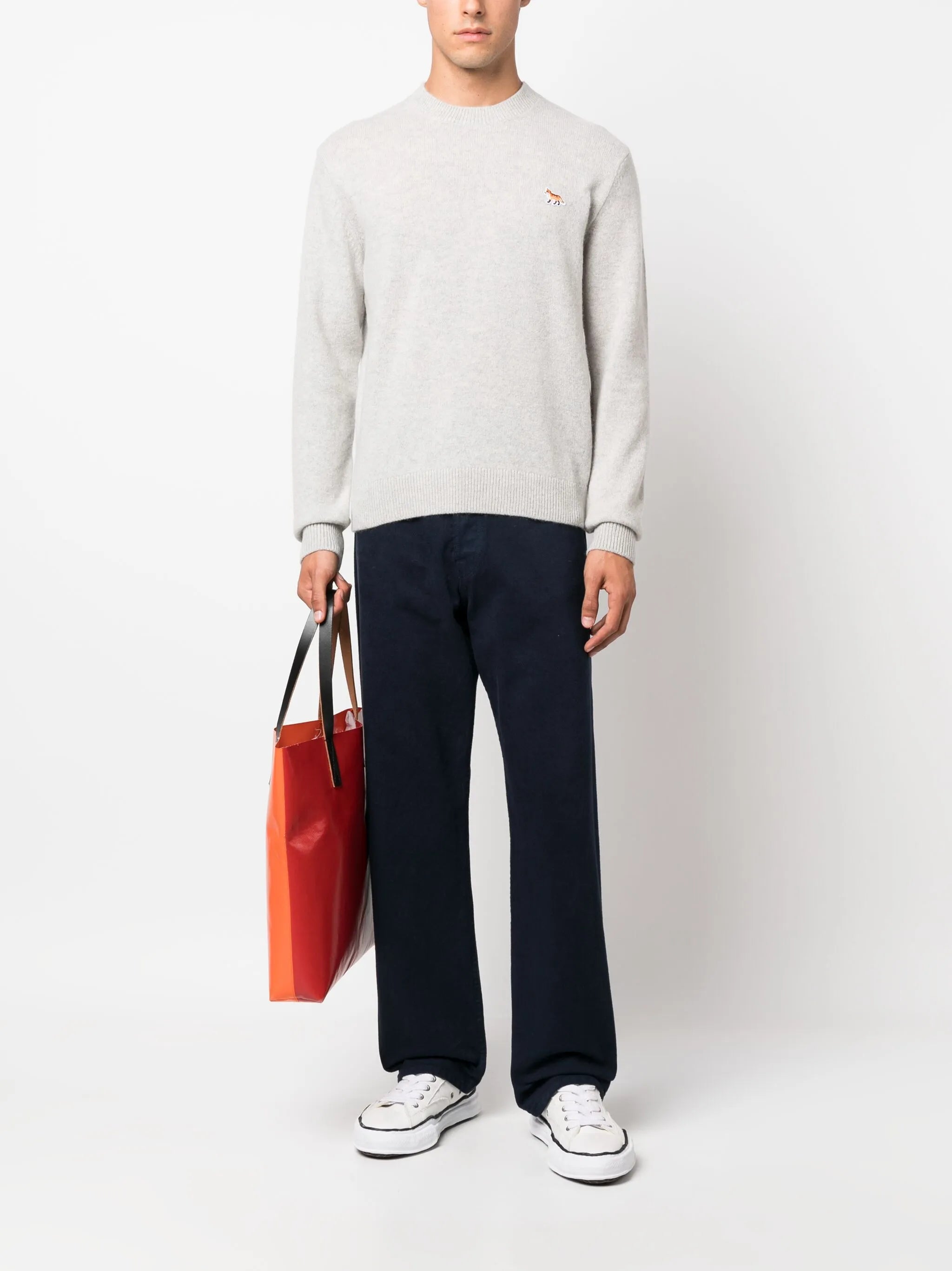 fox-patch wool jumper