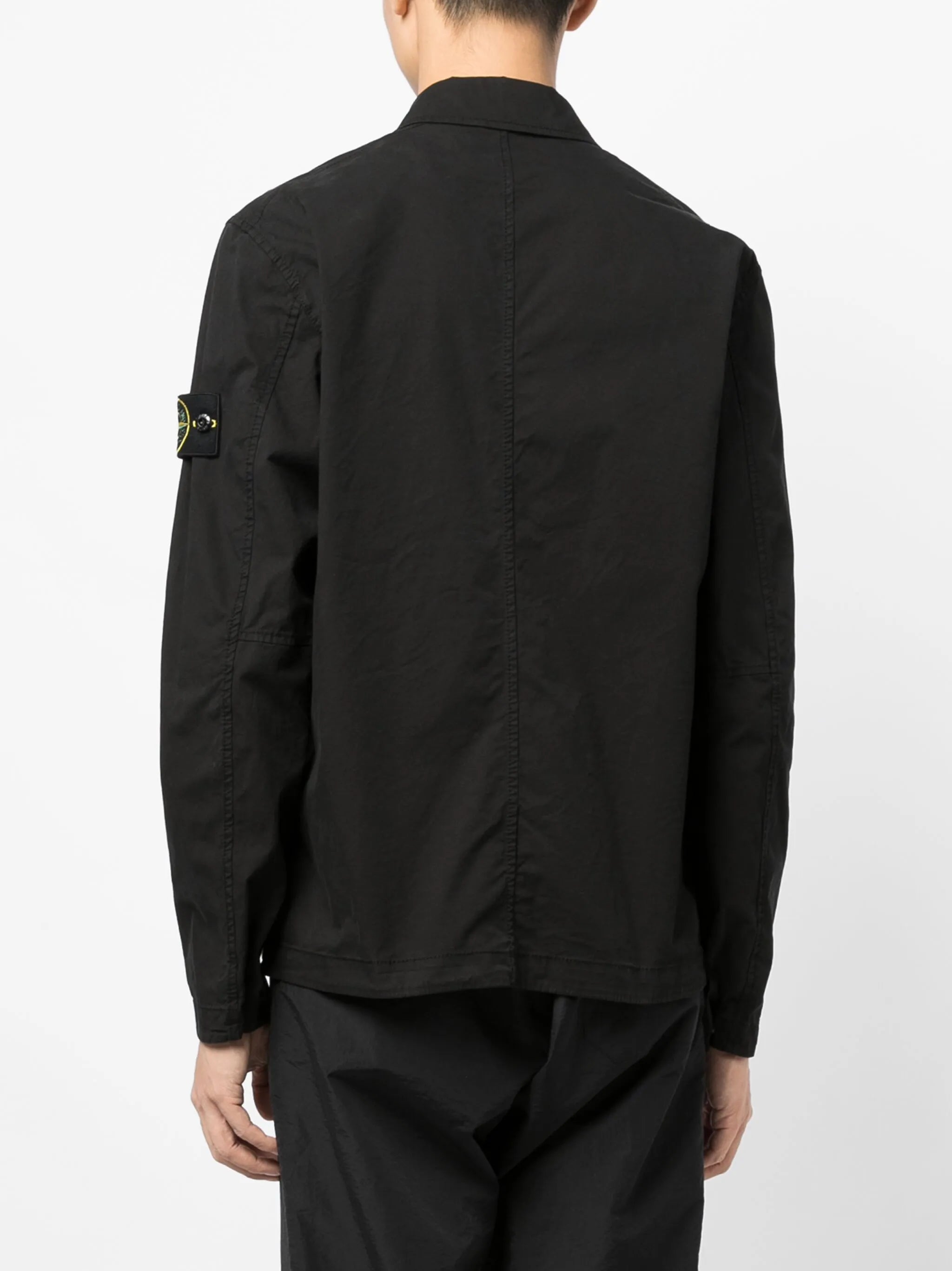 Compass-patch zip-up overshirt