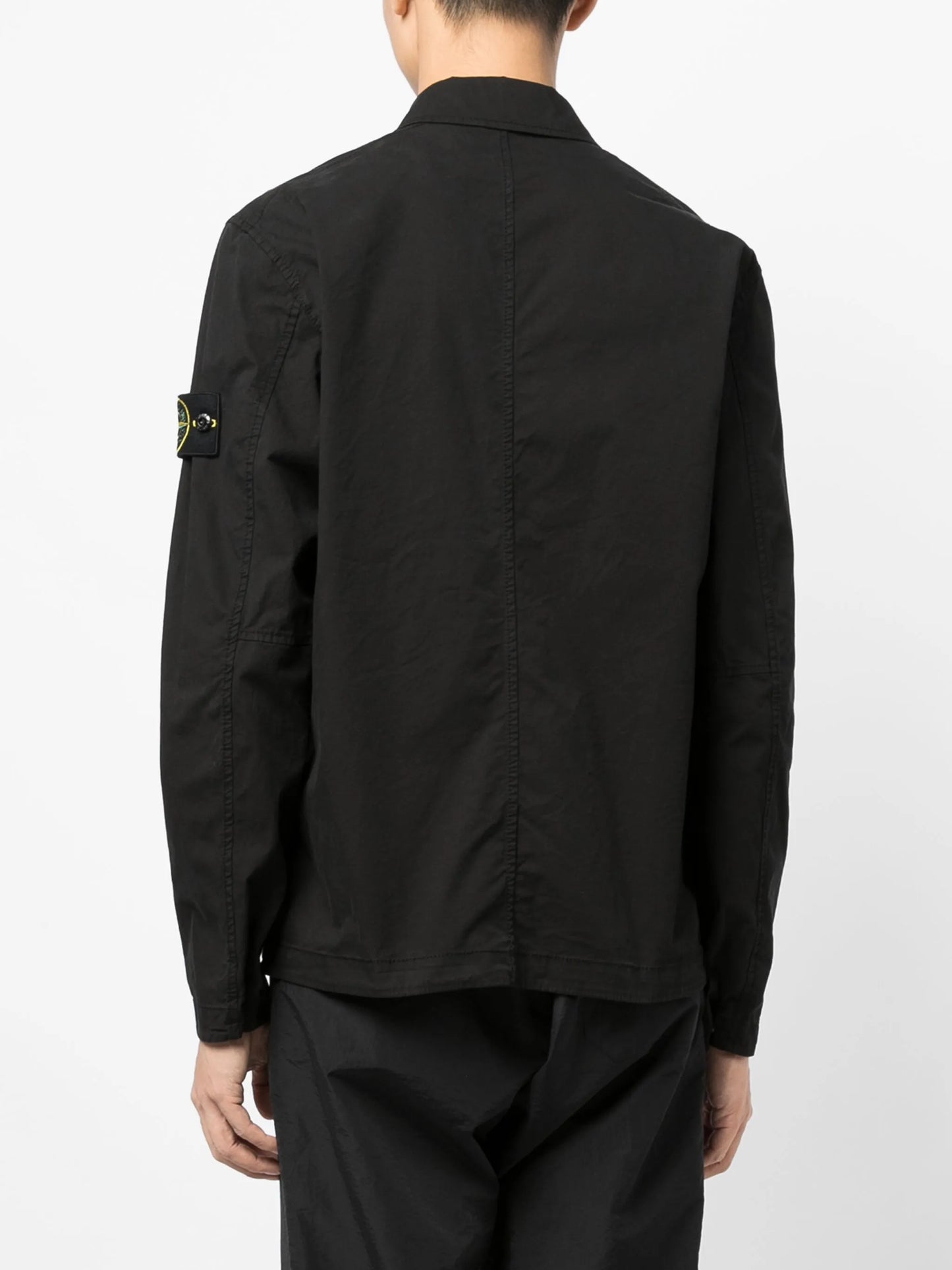 Compass-patch zip-up overshirt