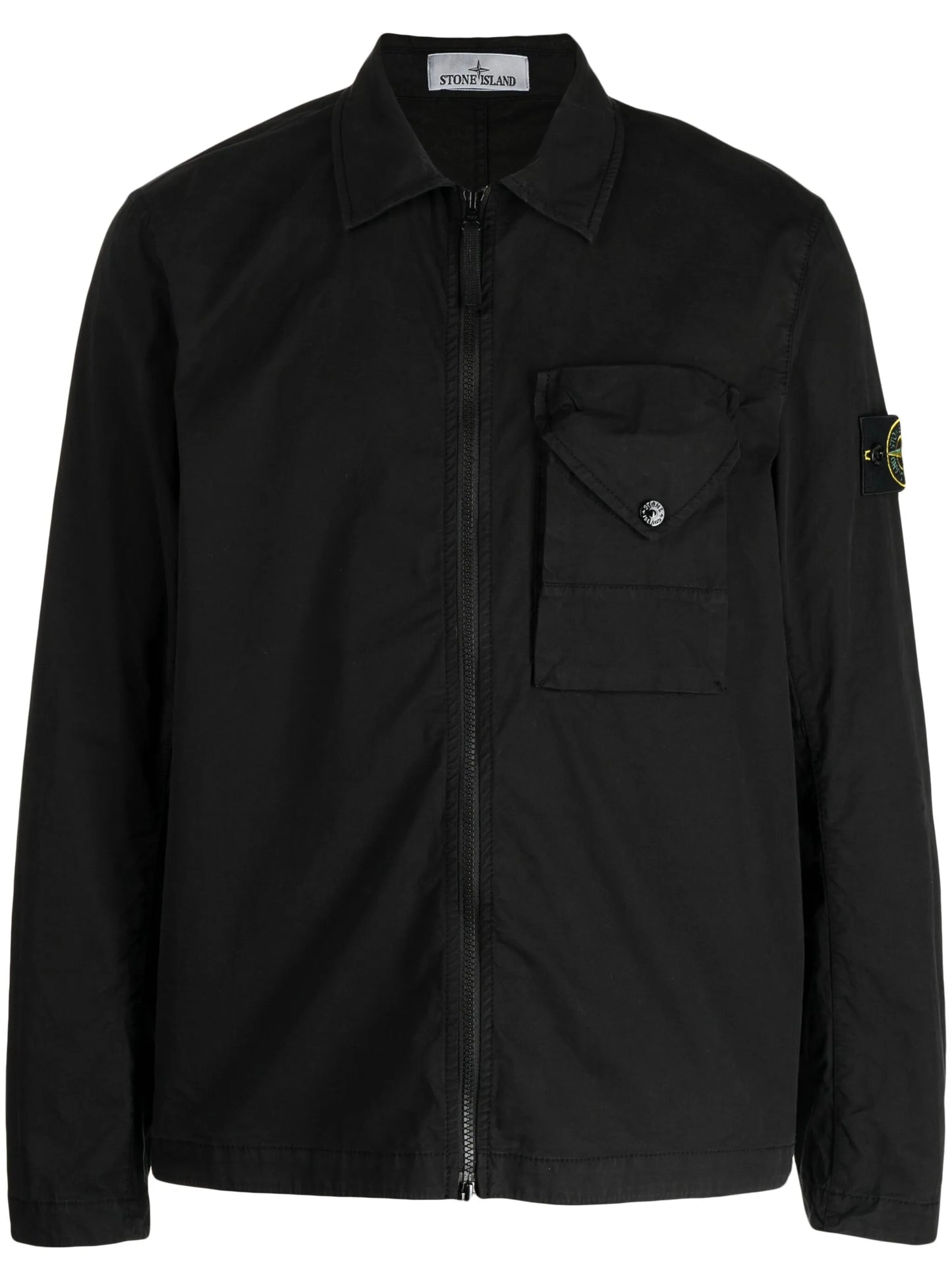 Compass-patch zip-up overshirt