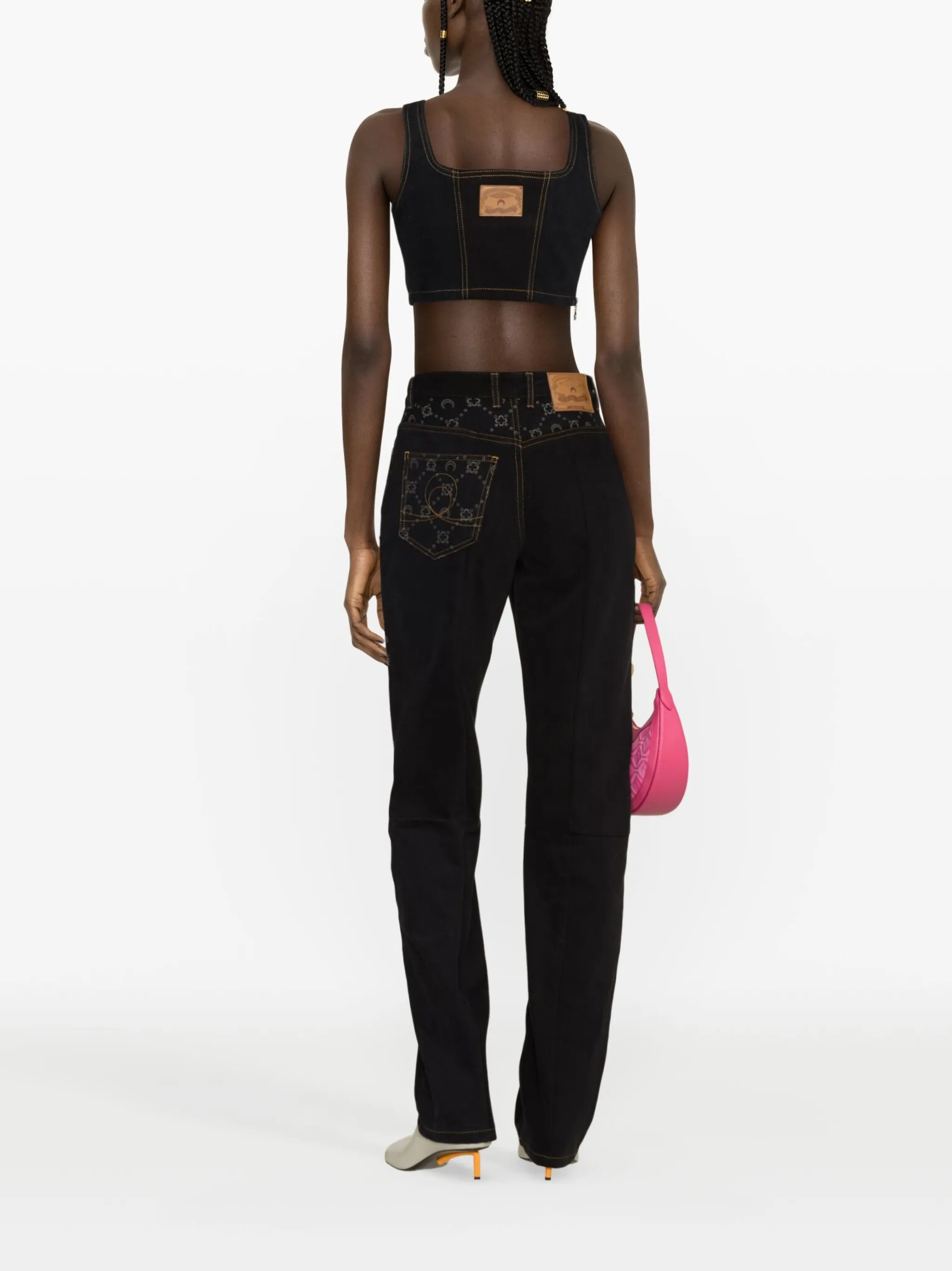Regenerated denim bustier top