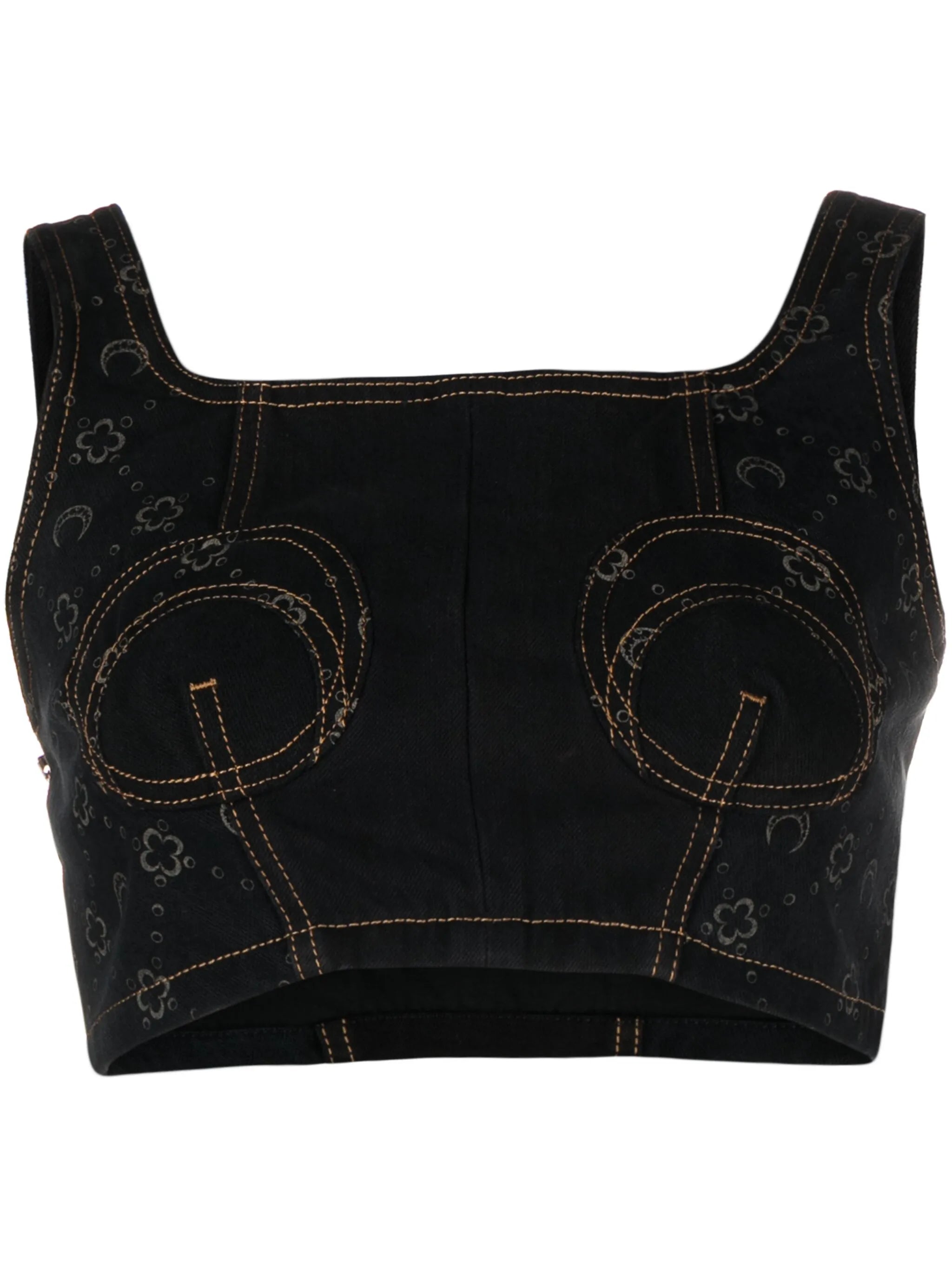 Regenerated denim bustier top