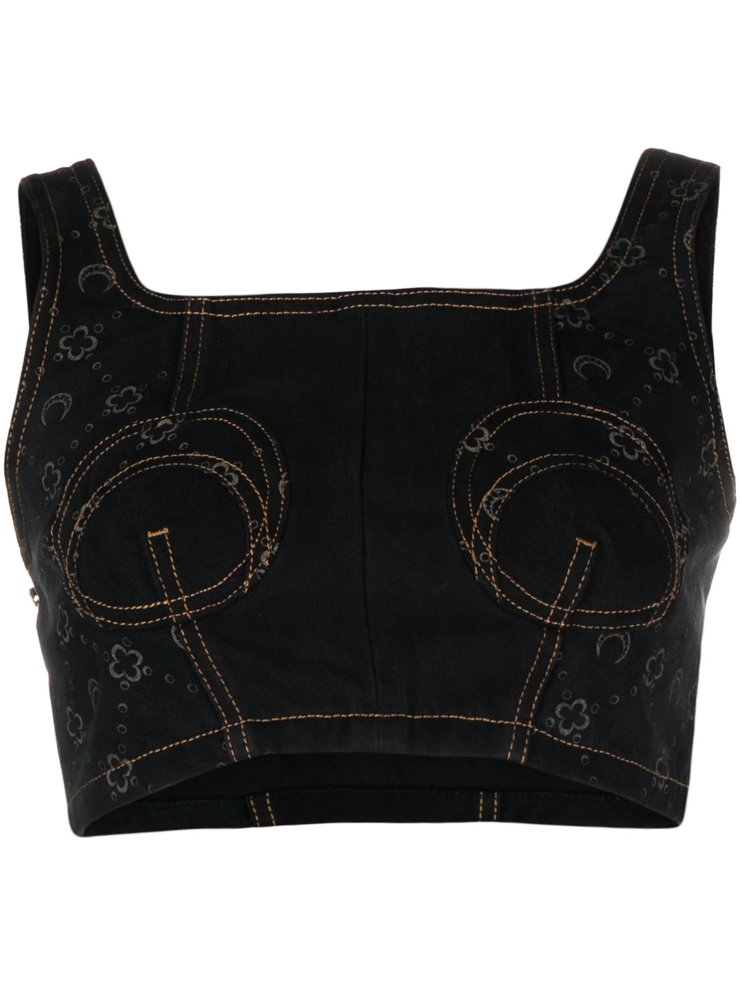 Regenerated denim bustier top