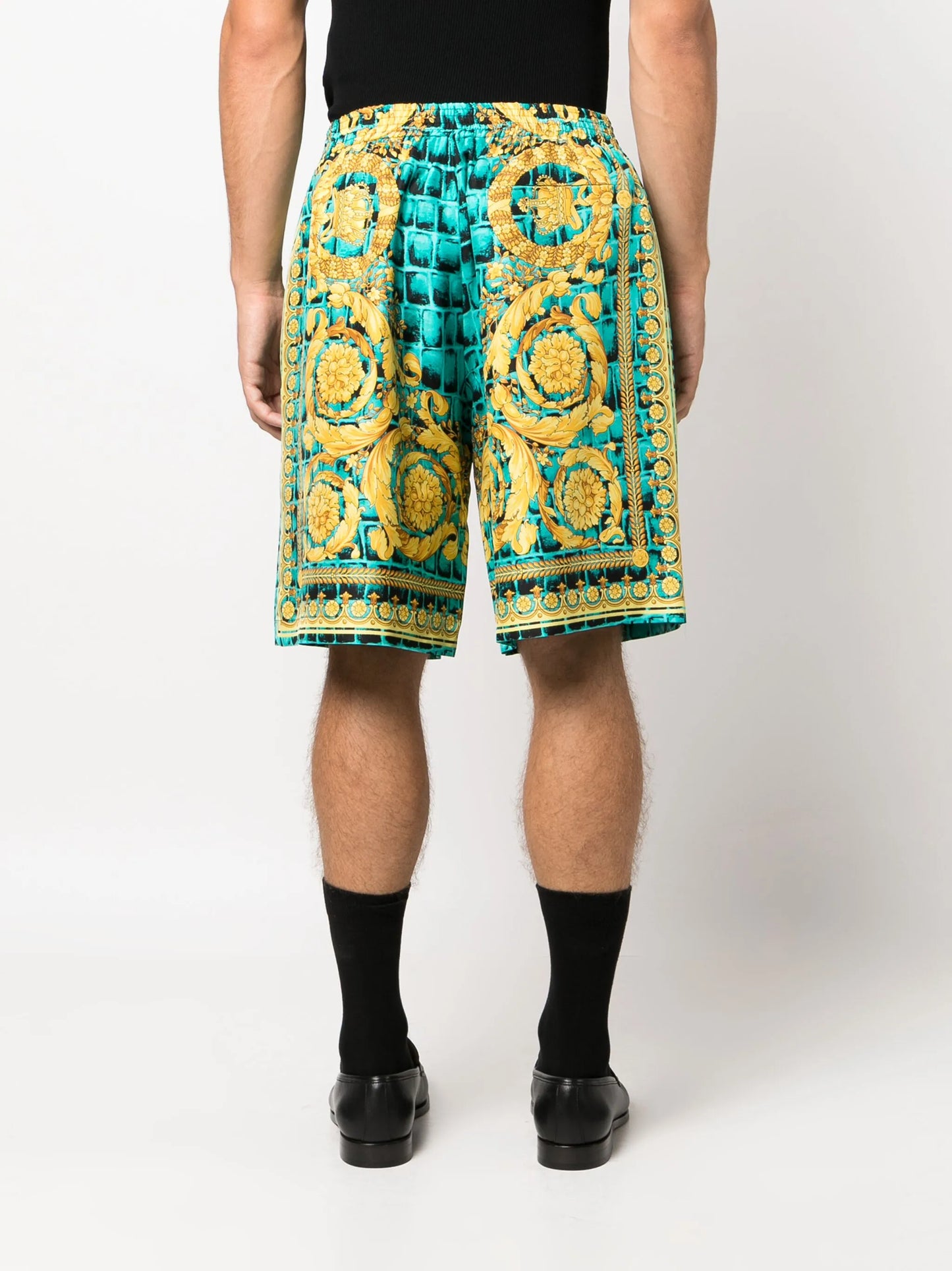 Baroccodile-print silk shorts