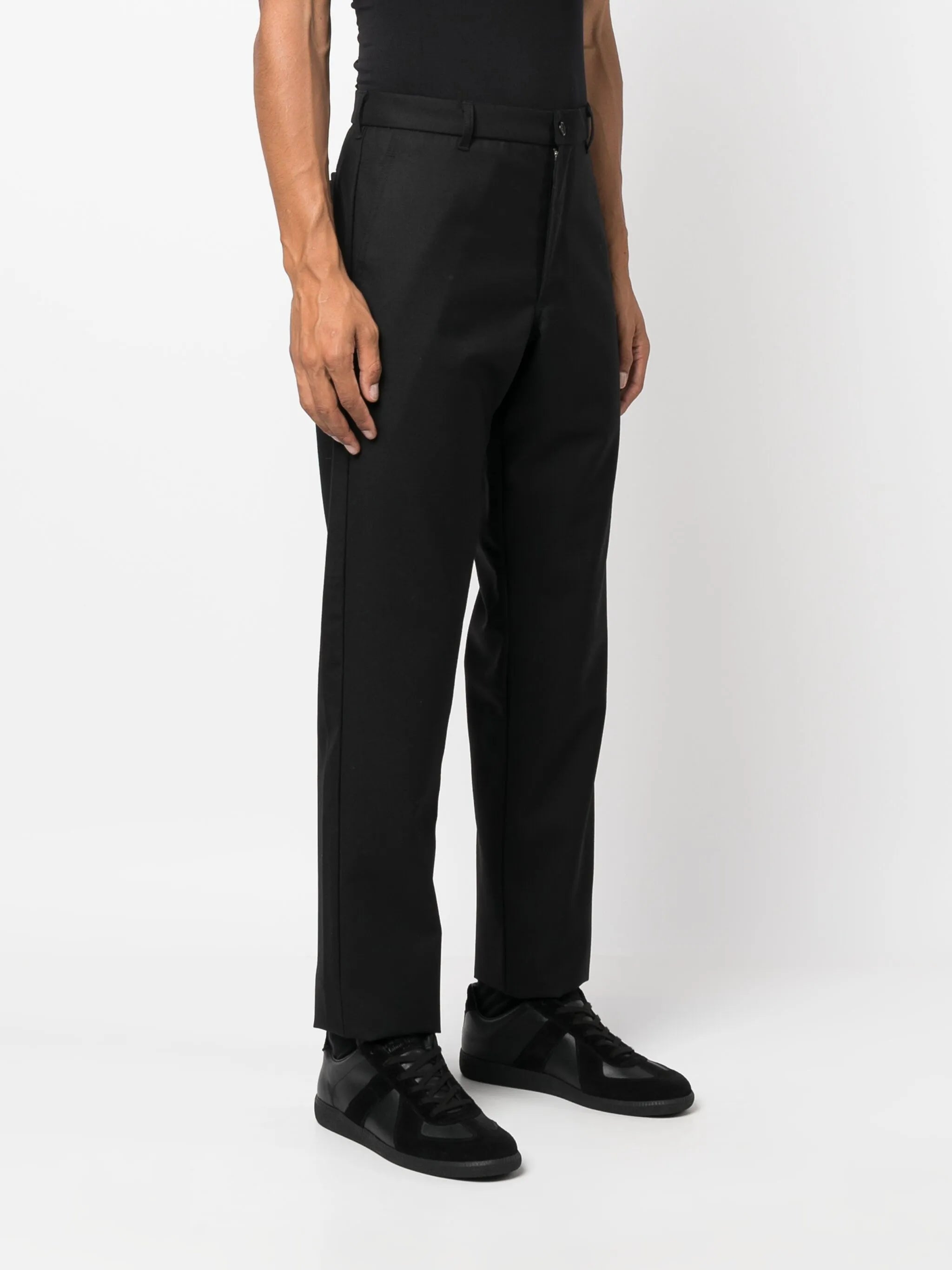 mid-rise tapered wool trousers
