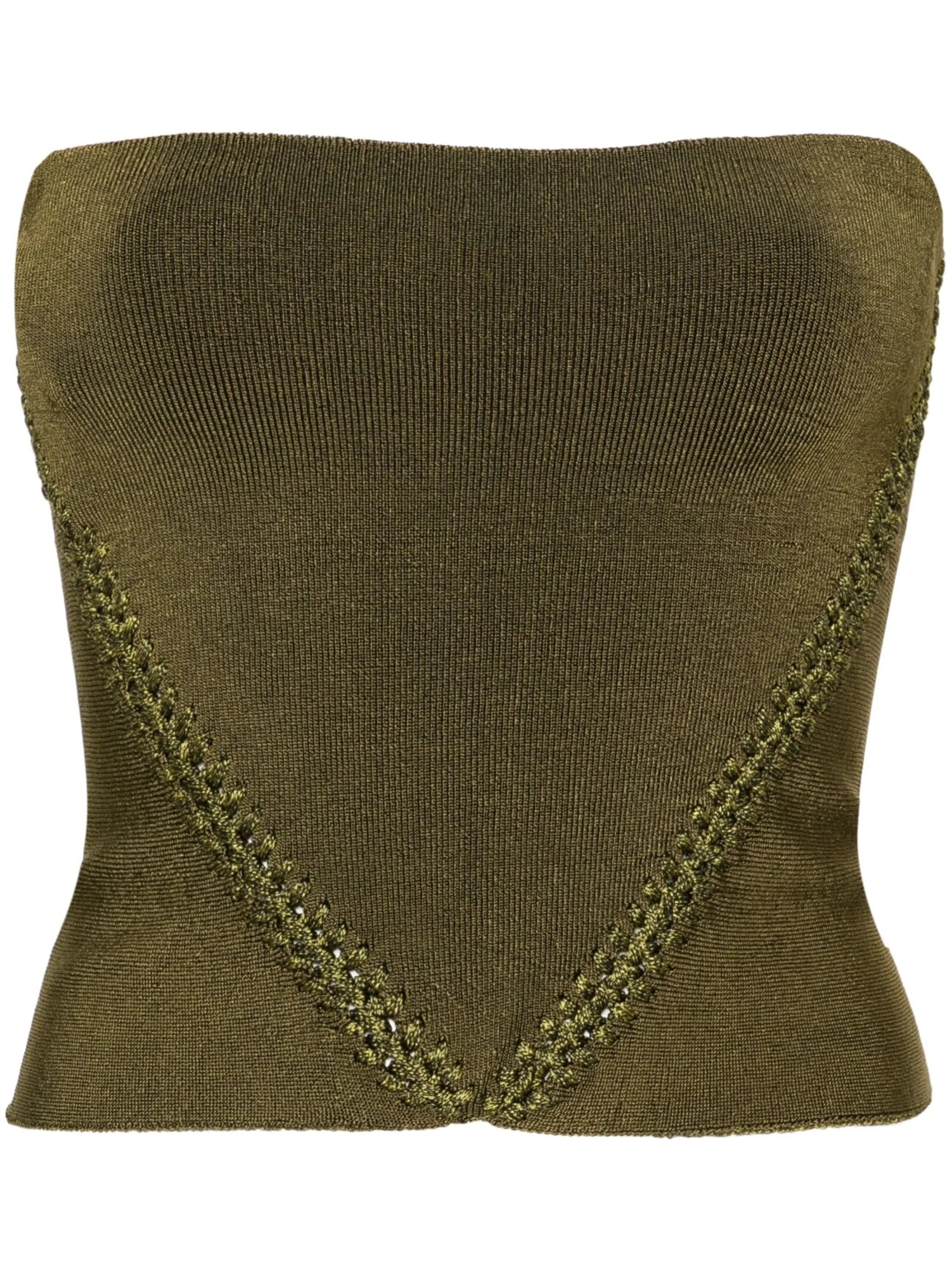 braid-detail ribbed tube top