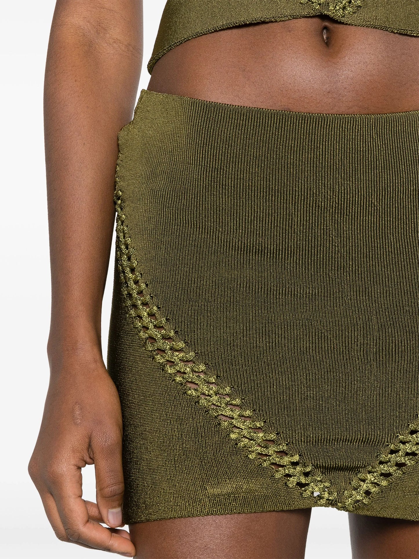 braid-detail ribbed miniskirt