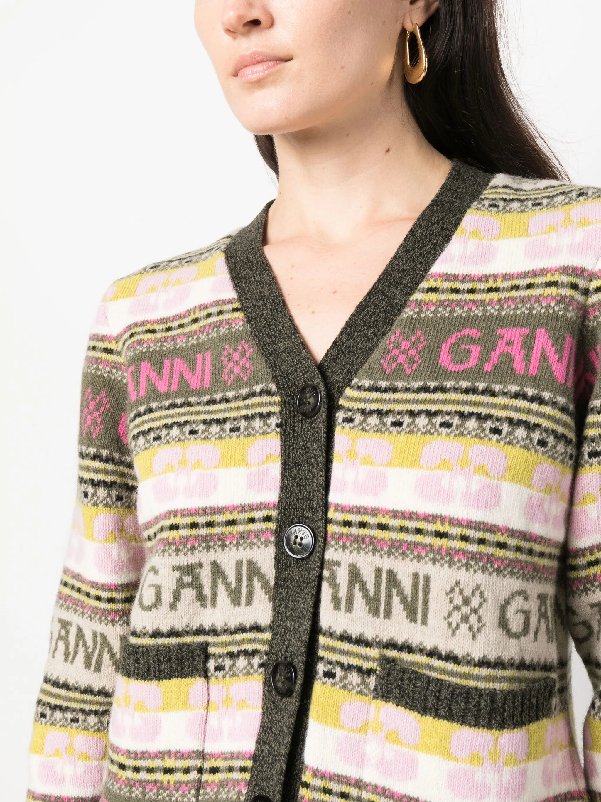 logo intarsia-knit V-neck cardigan