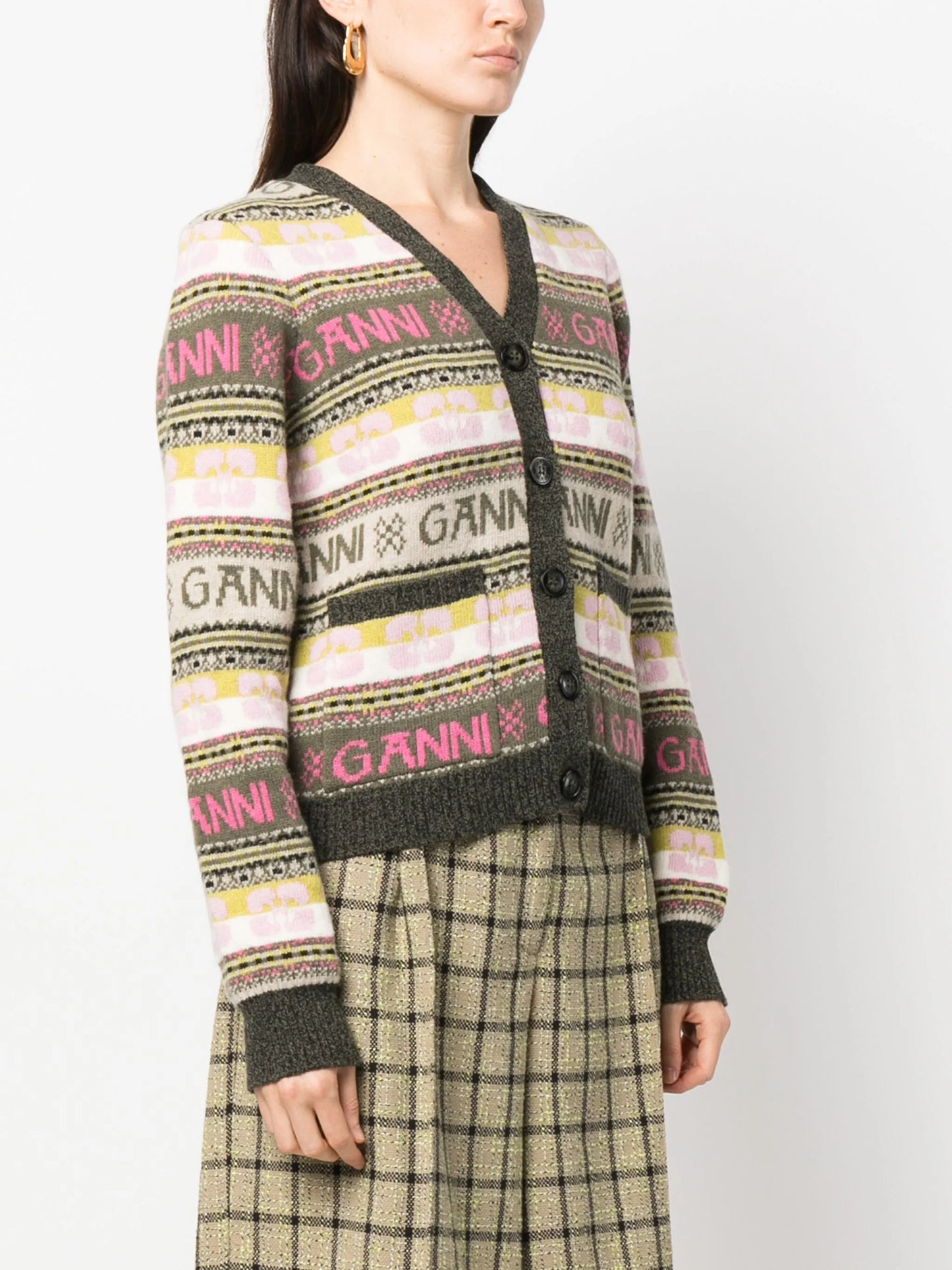 logo intarsia-knit V-neck cardigan