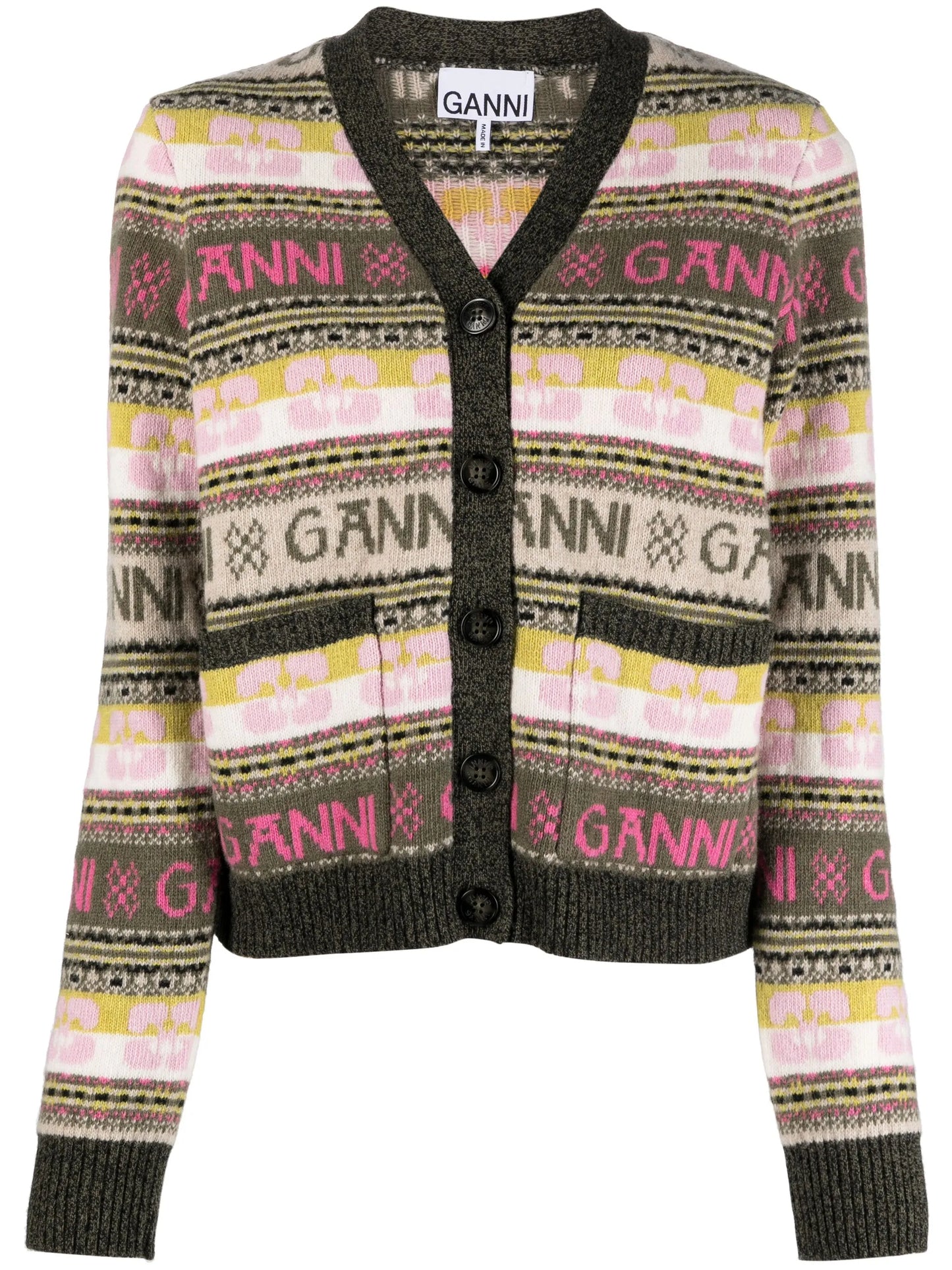 logo intarsia-knit V-neck cardigan