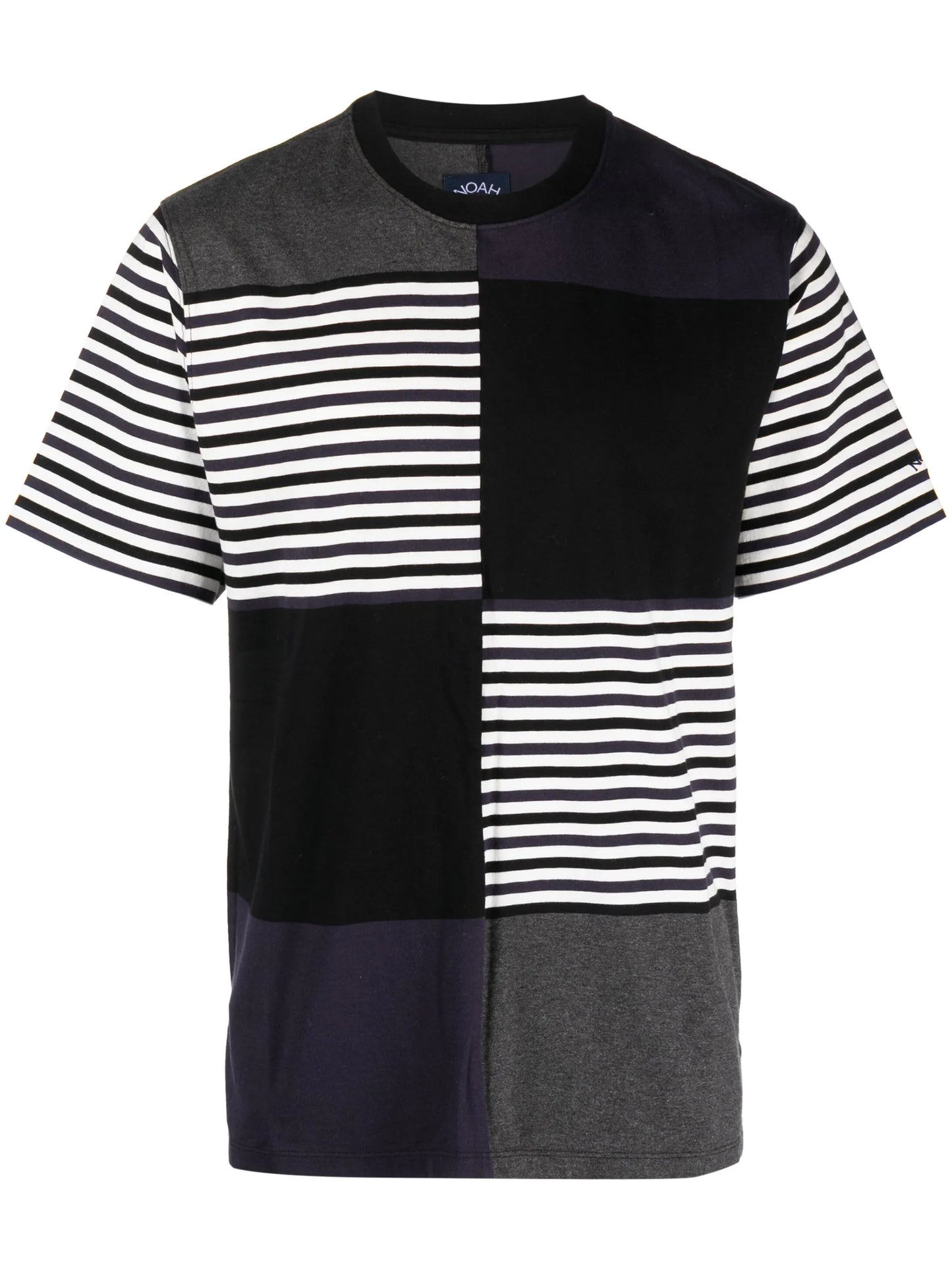 striped patchwork-design T-shirt