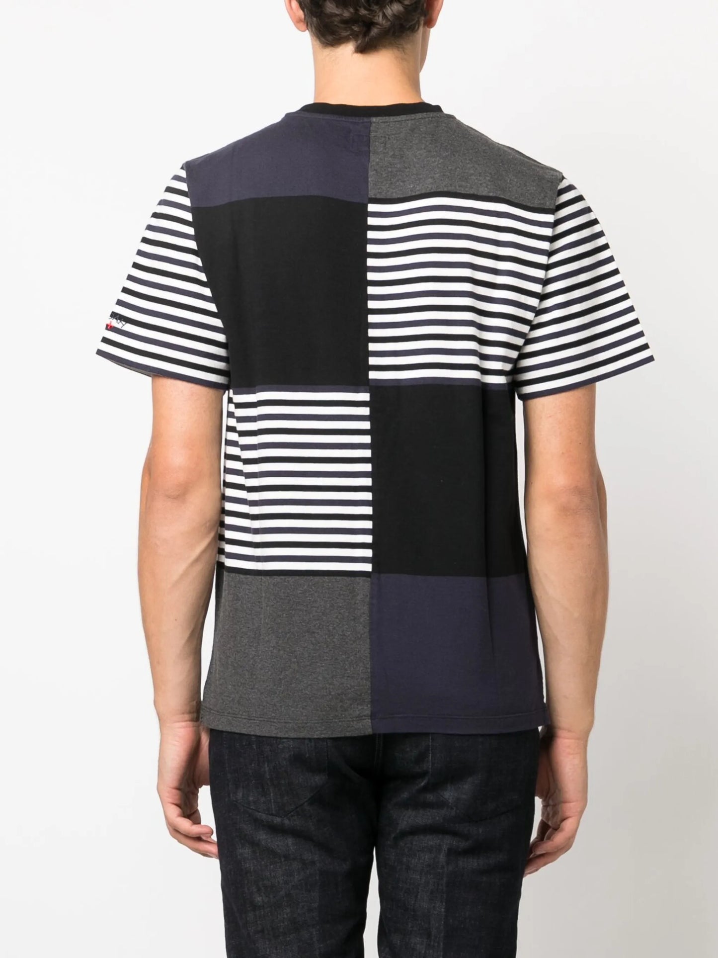 striped patchwork-design T-shirt