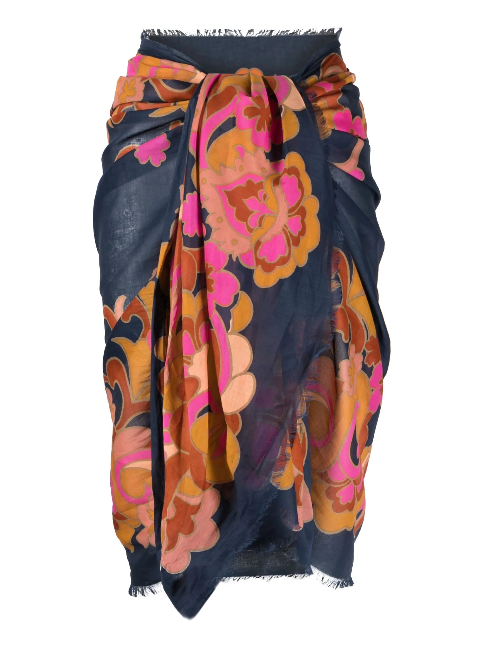 paisley-print cotton pareo skirt
