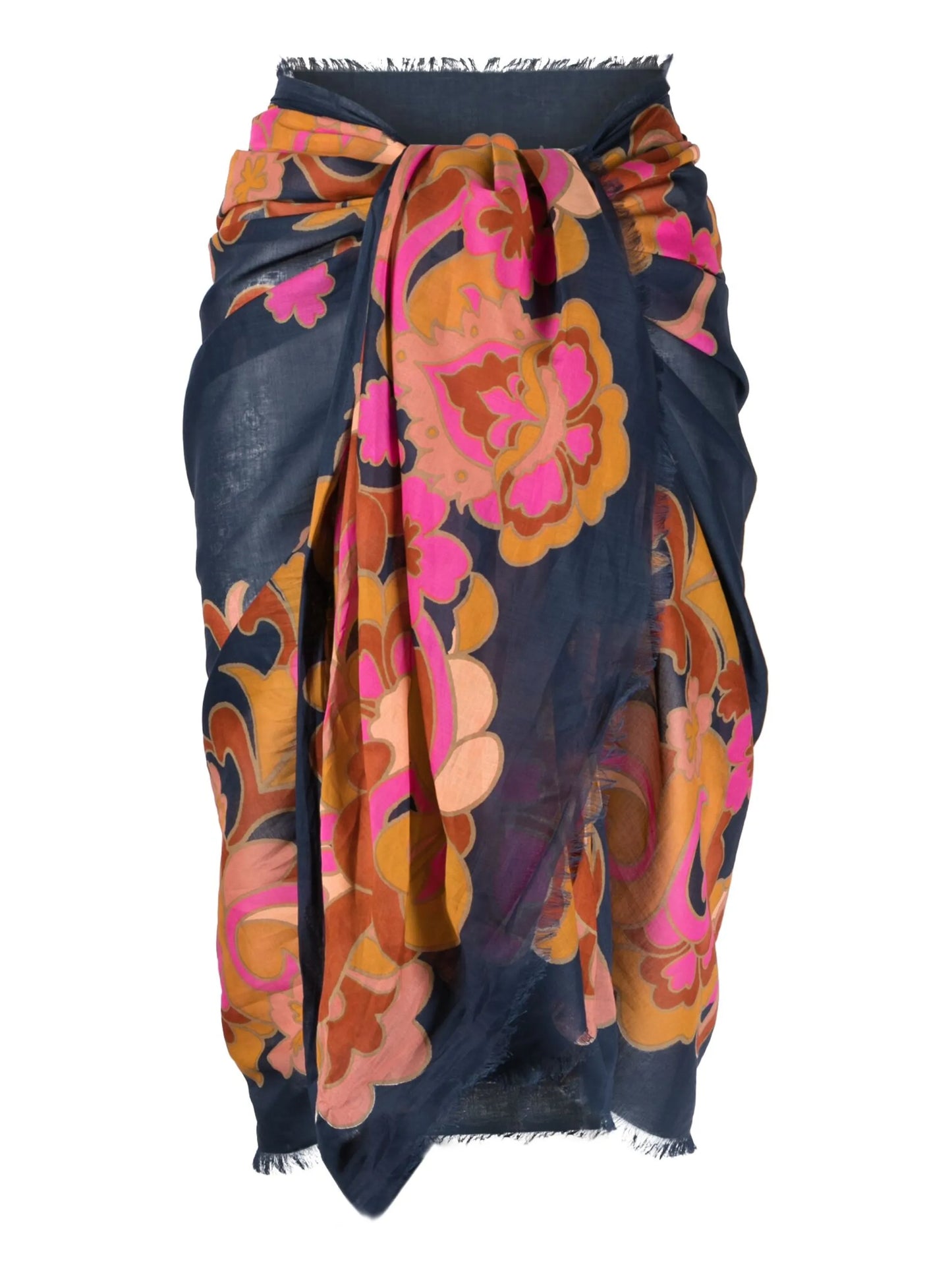 paisley-print cotton pareo skirt