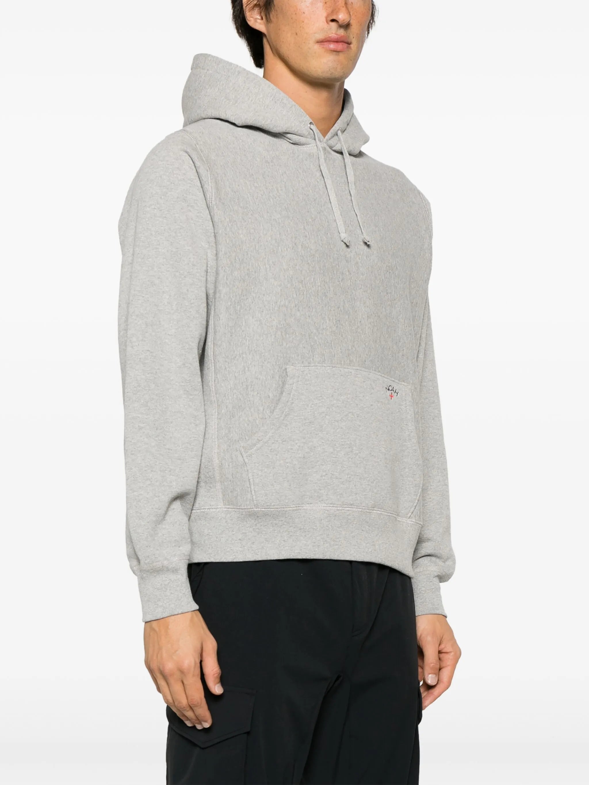 logo-embroidered mélange hoodie