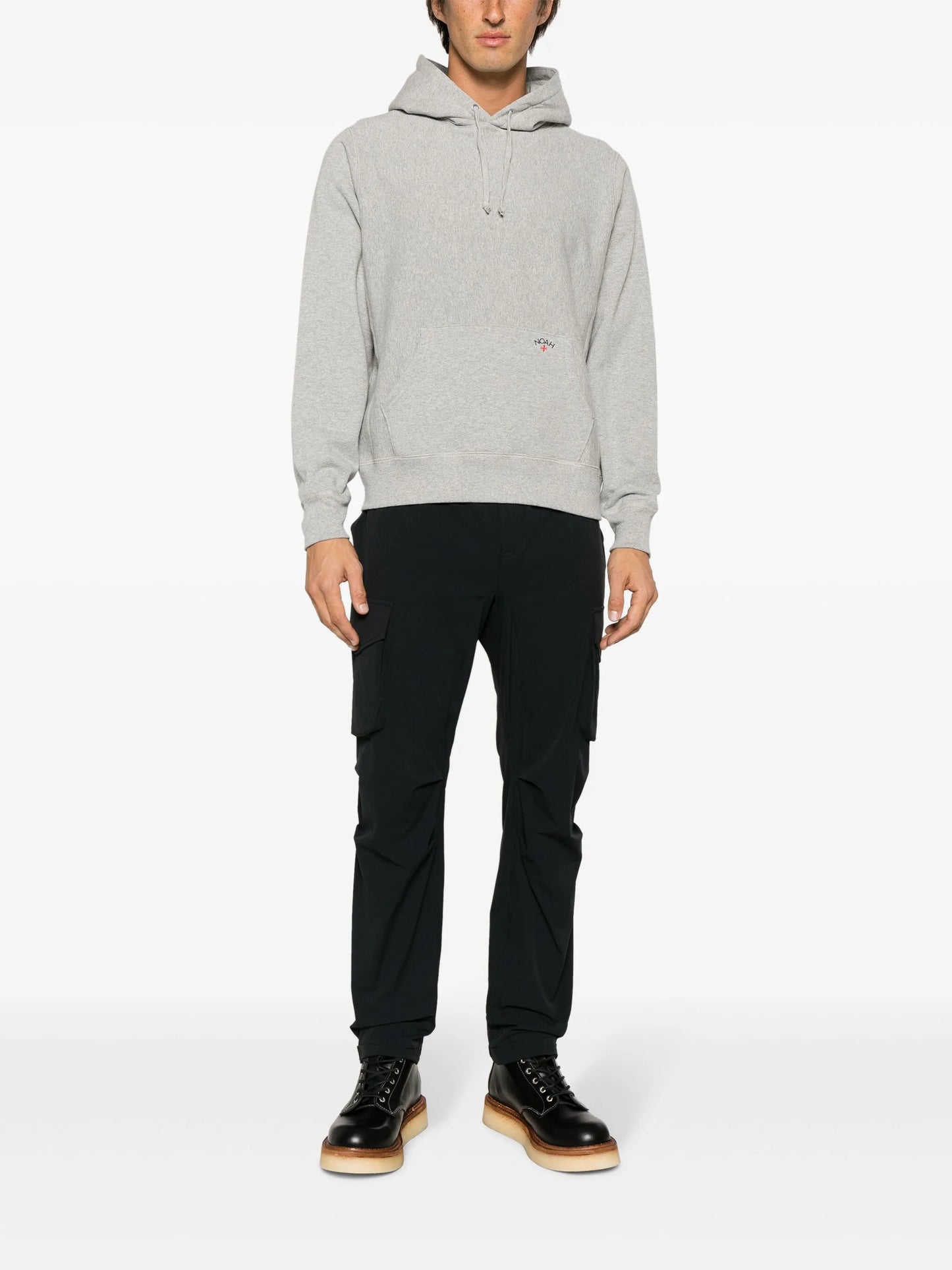 logo-embroidered mélange hoodie