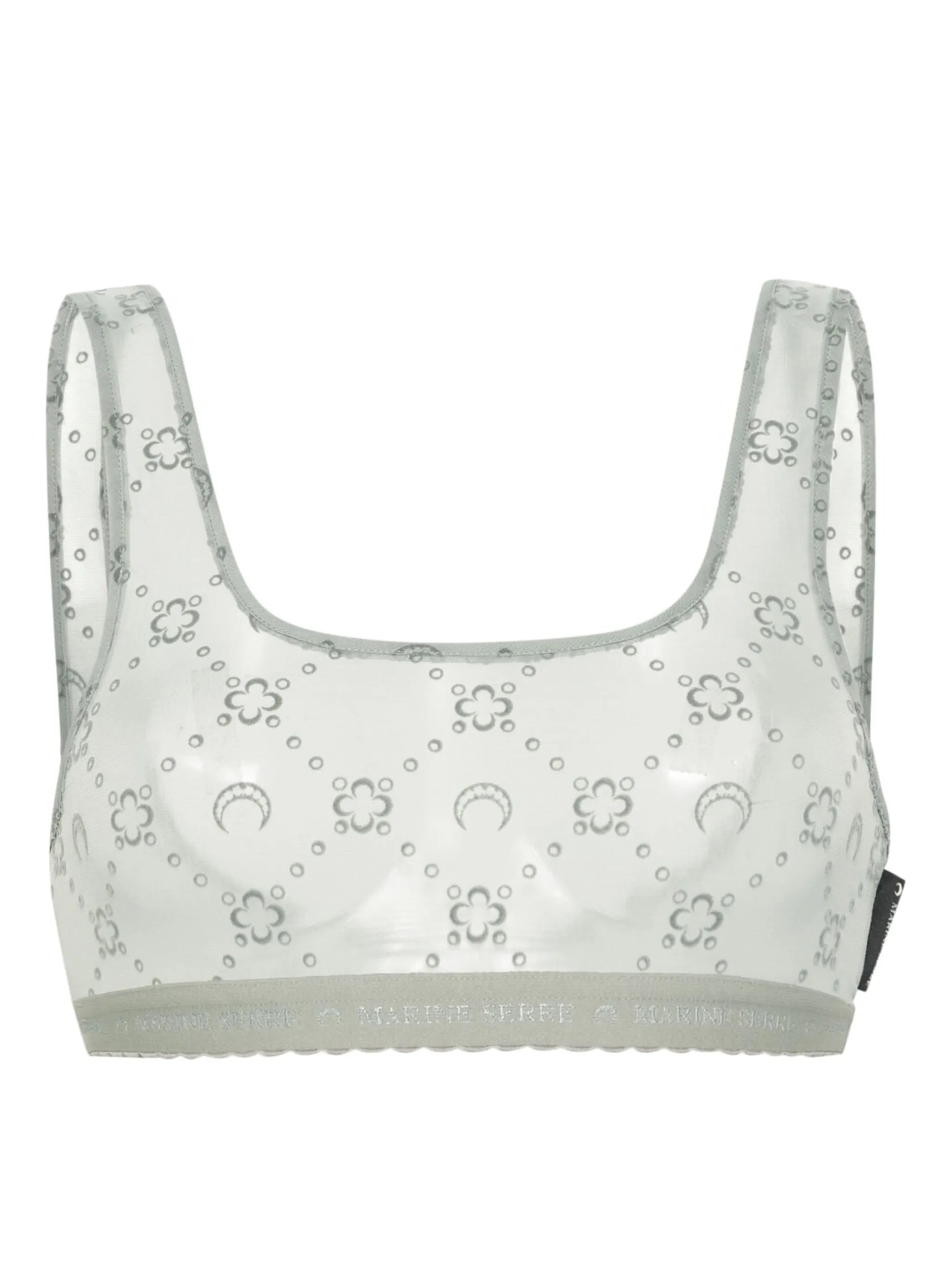 Moonogram-flocked mesh bra