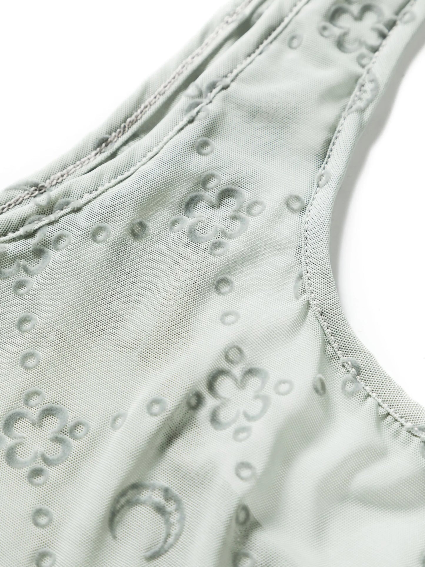 Moonogram-flocked mesh bra