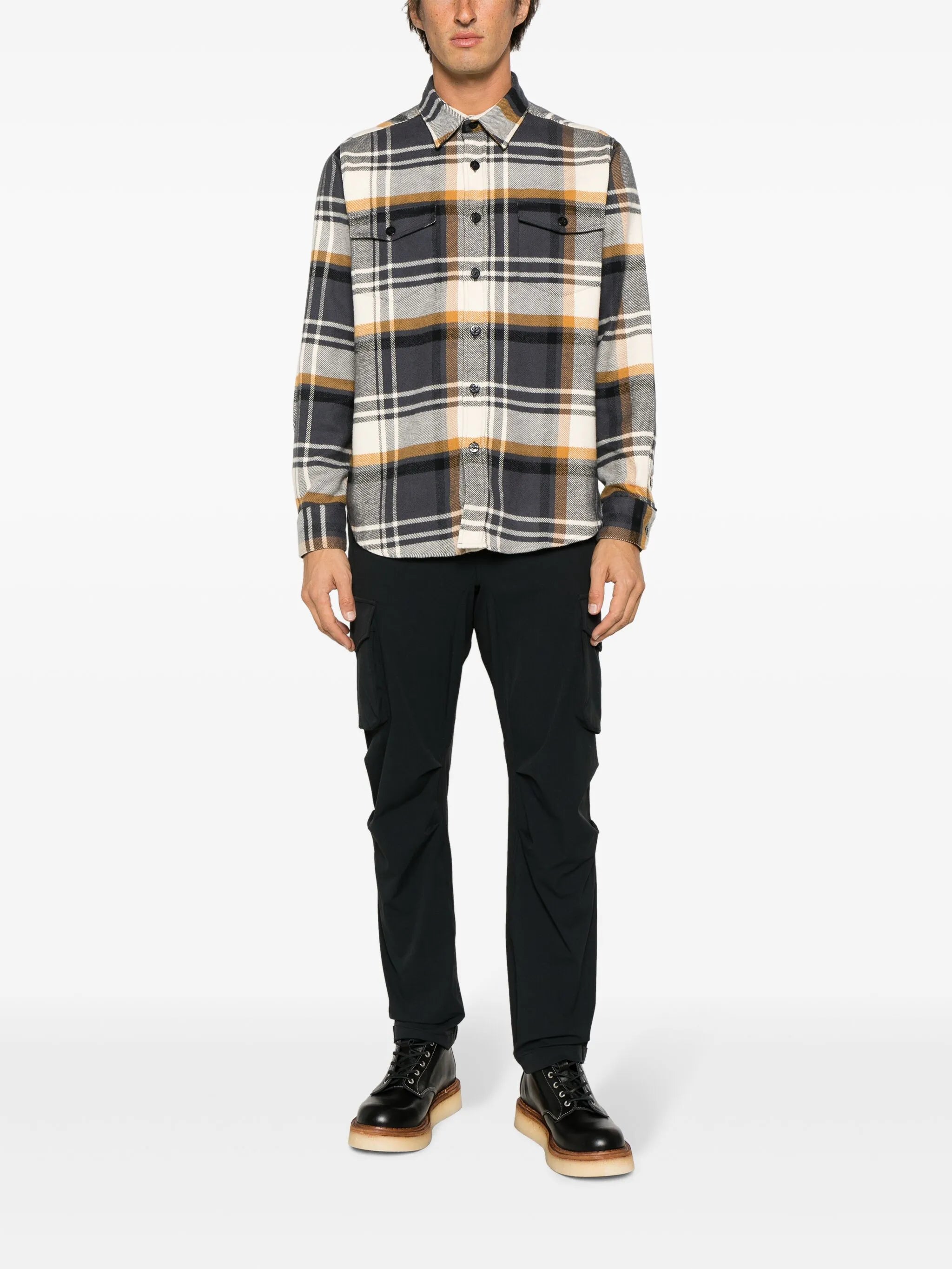 plaid-check pattern flannel shirt