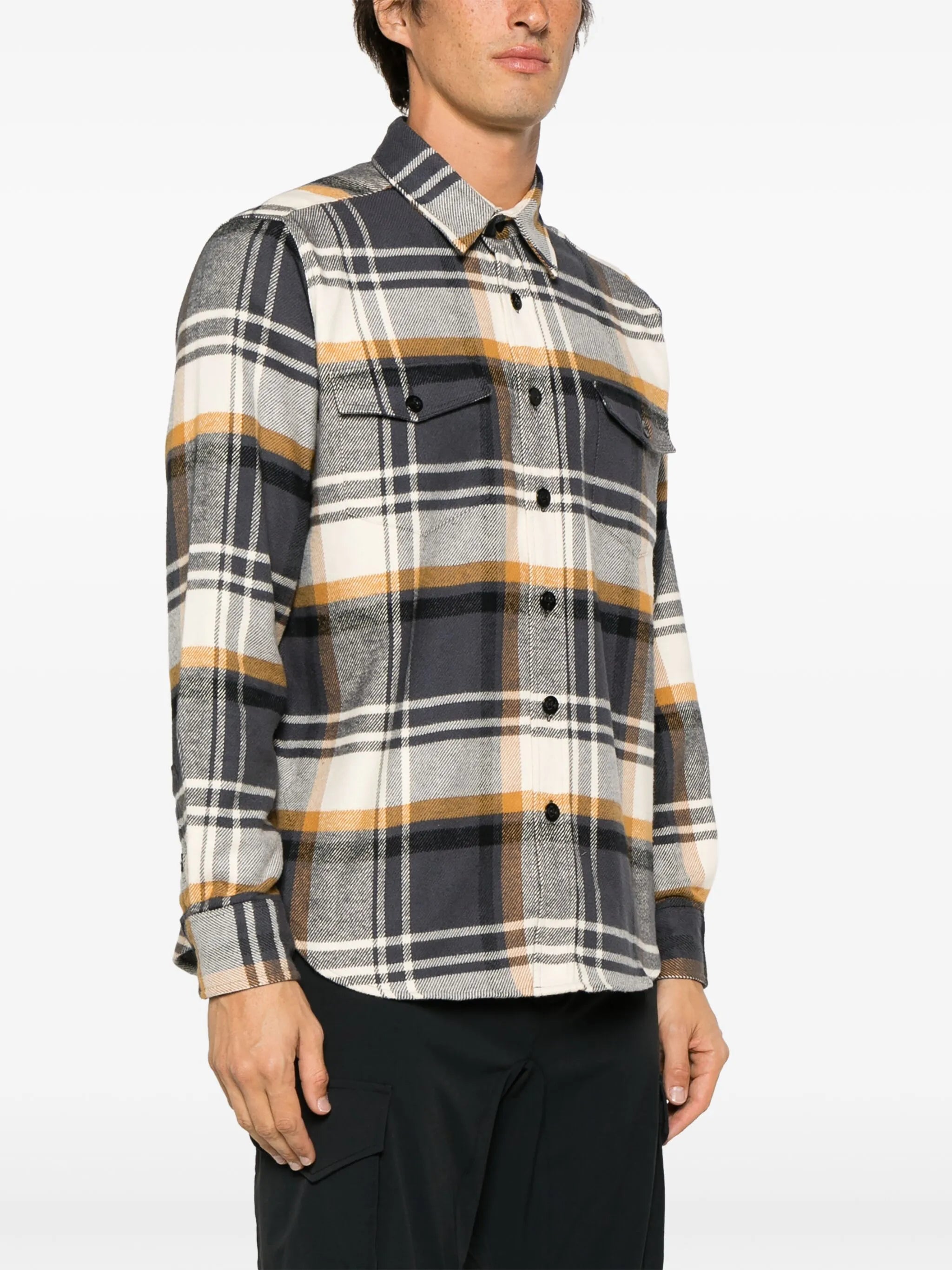 plaid-check pattern flannel shirt
