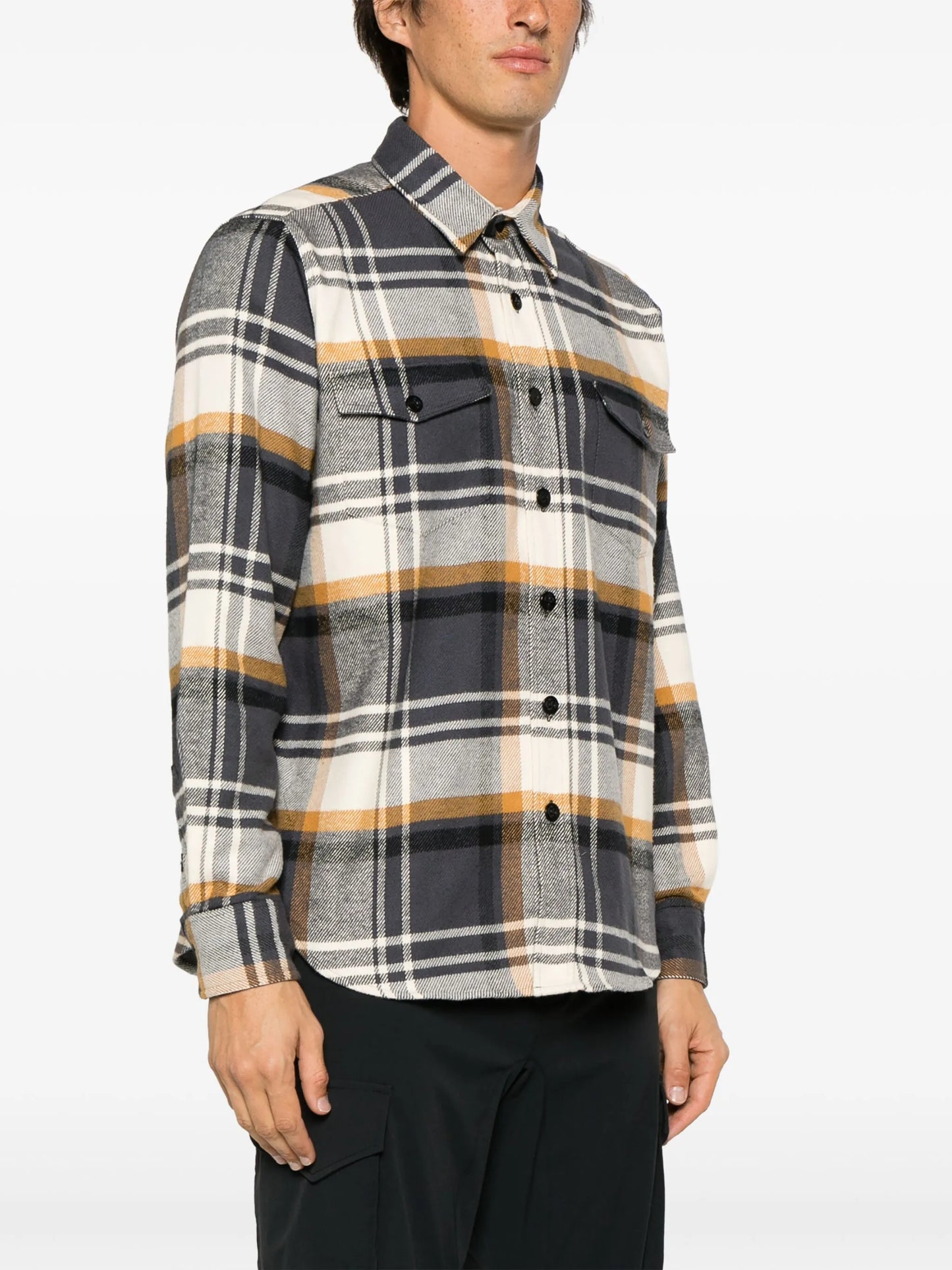 plaid-check pattern flannel shirt