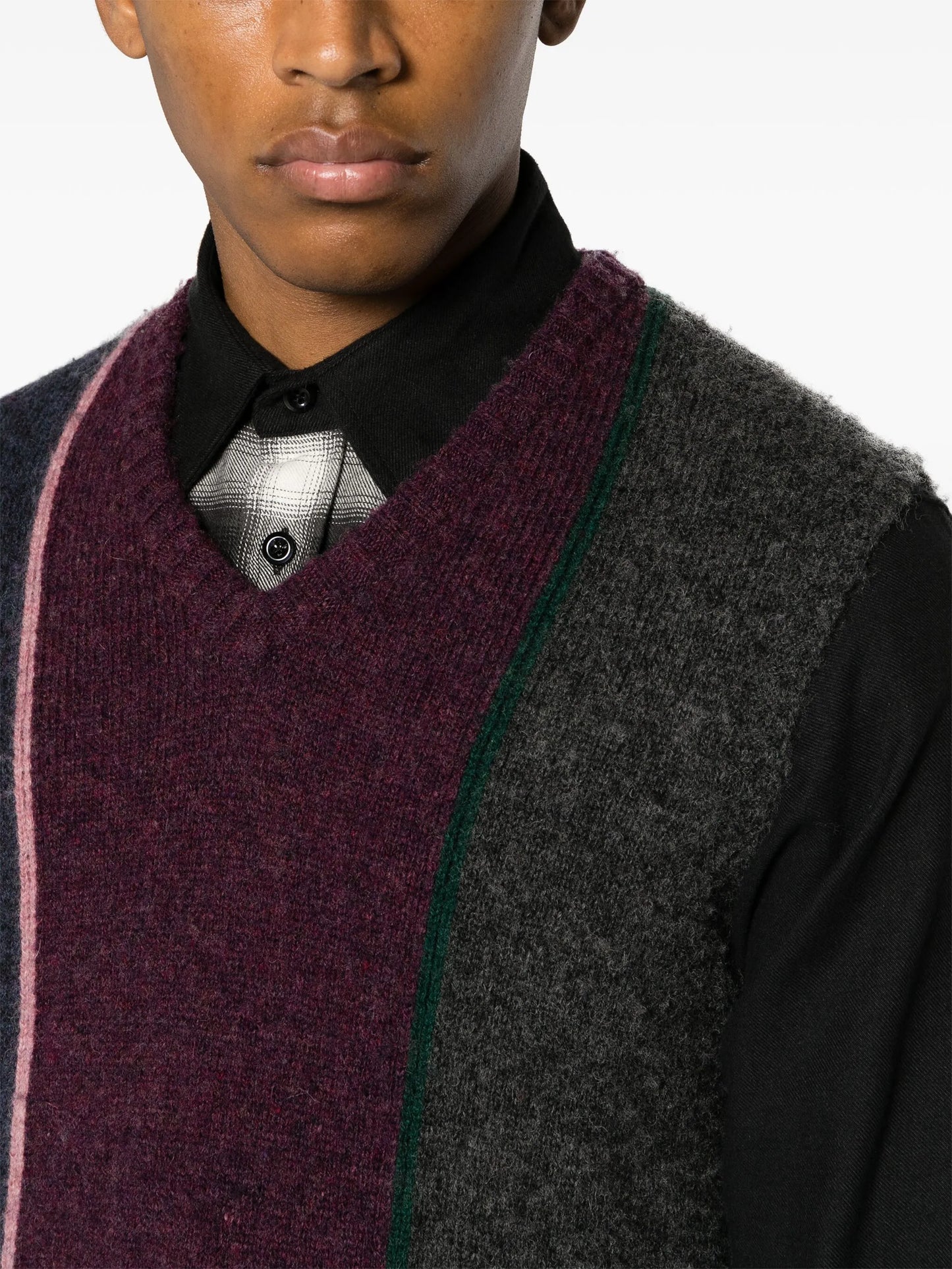 Shetland colour-block wool vest