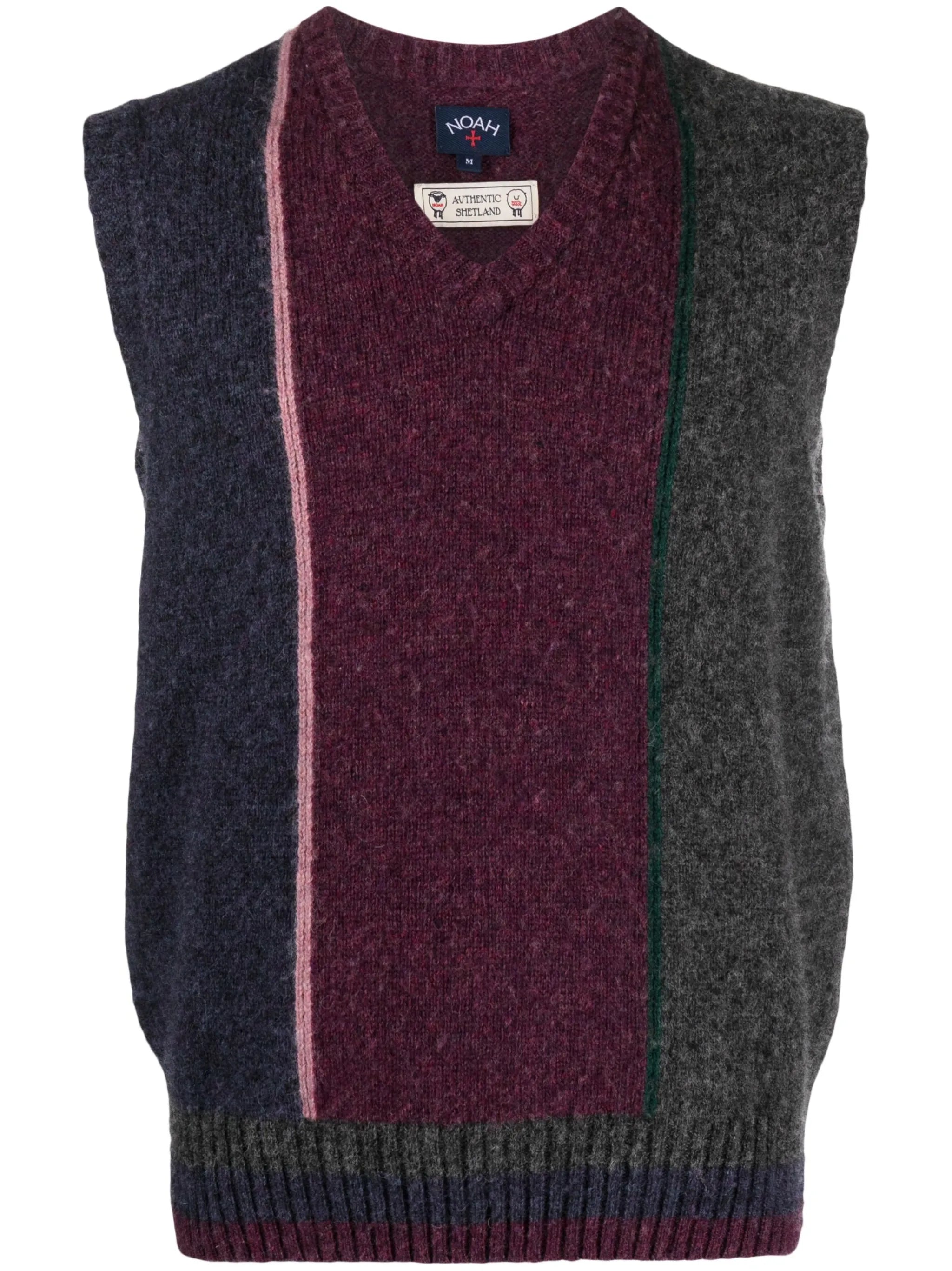 Shetland colour-block wool vest