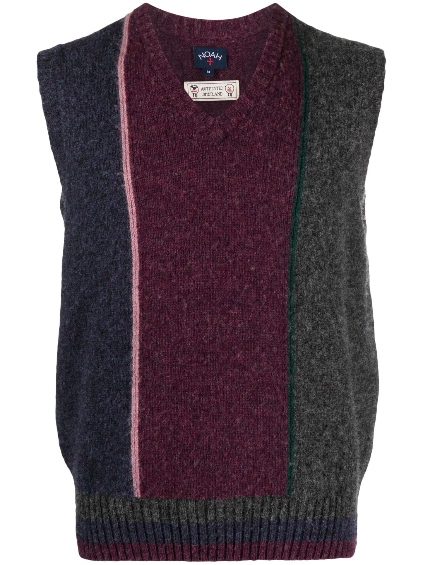 Shetland colour-block wool vest