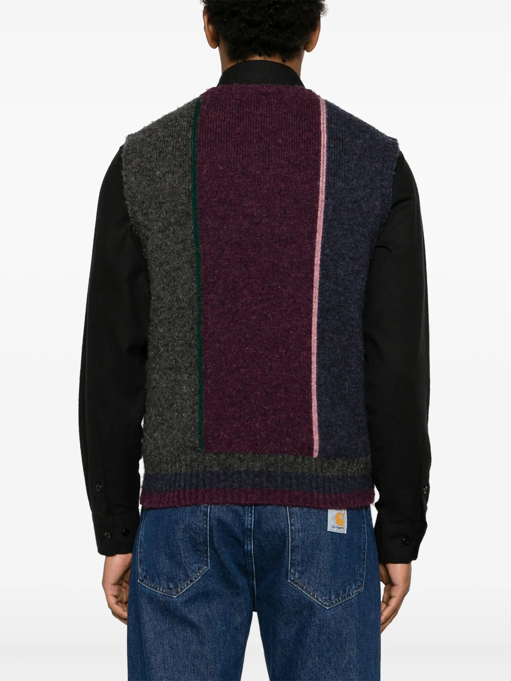 Shetland colour-block wool vest