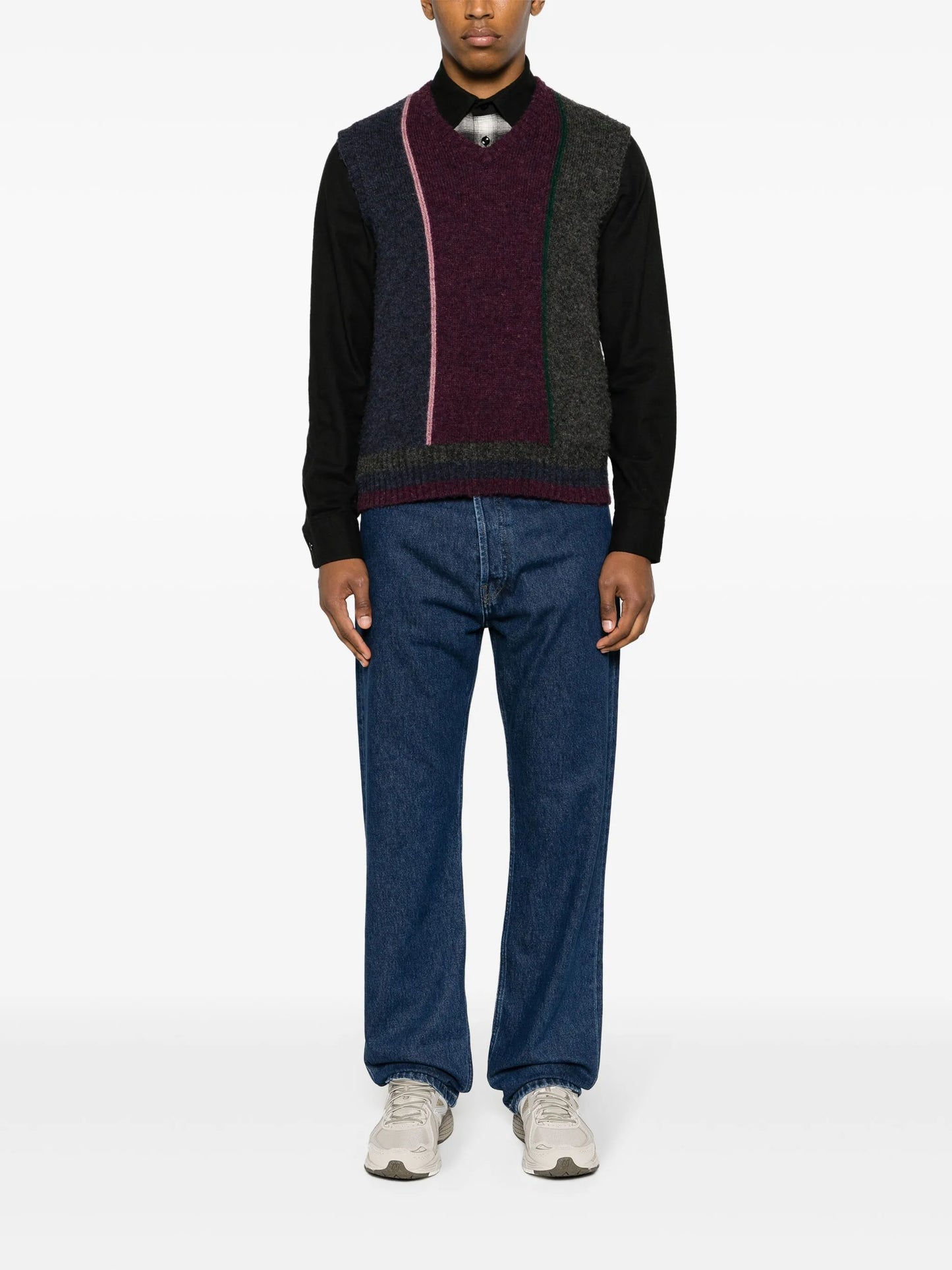 Shetland colour-block wool vest