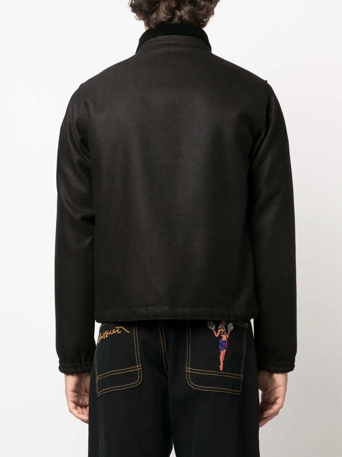 Campus logo-embroidered wool shirt jacket