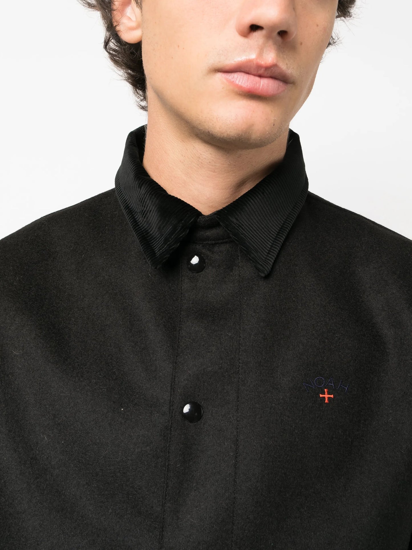 Campus logo-embroidered wool shirt jacket