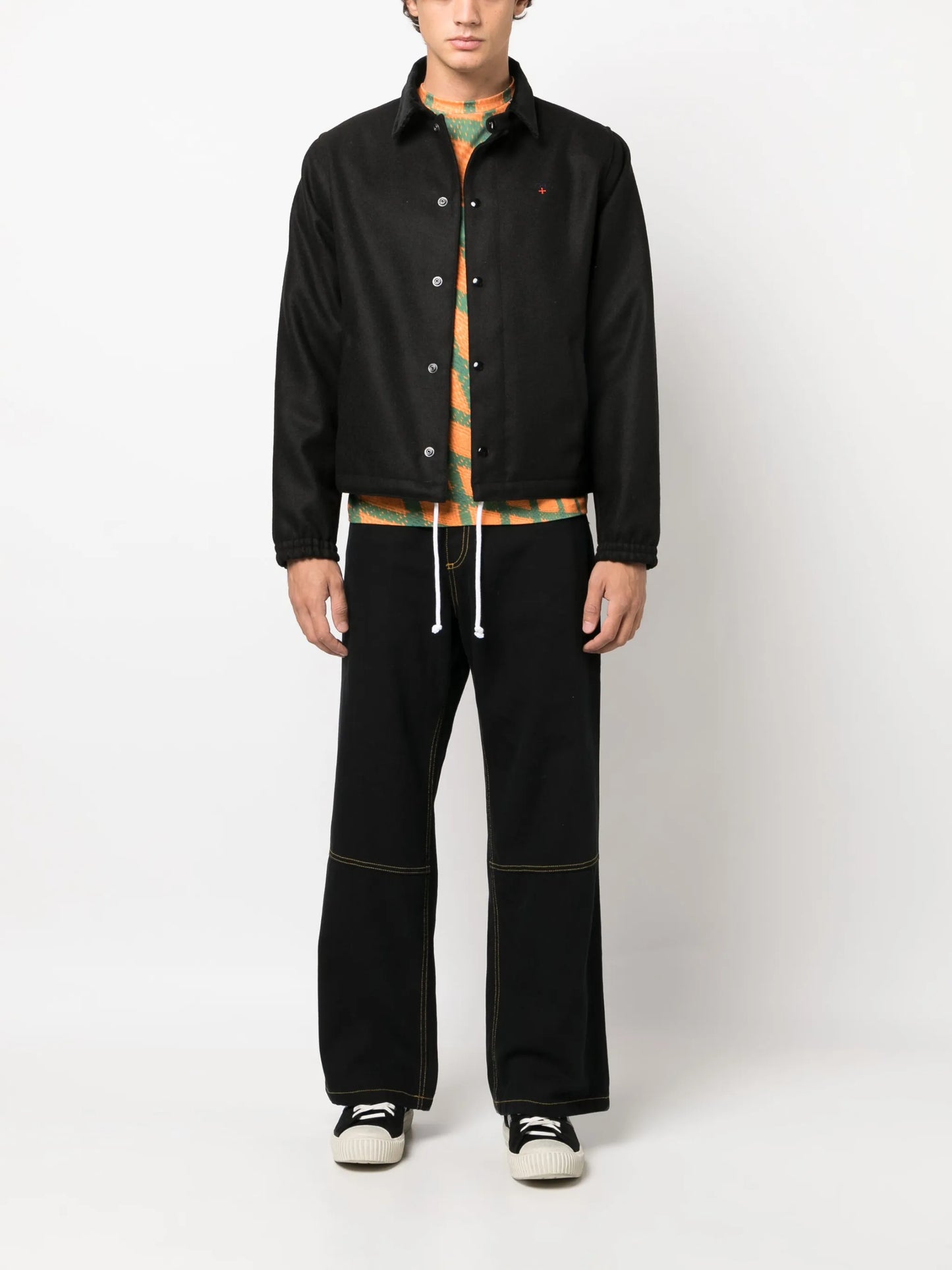 Campus logo-embroidered wool shirt jacket