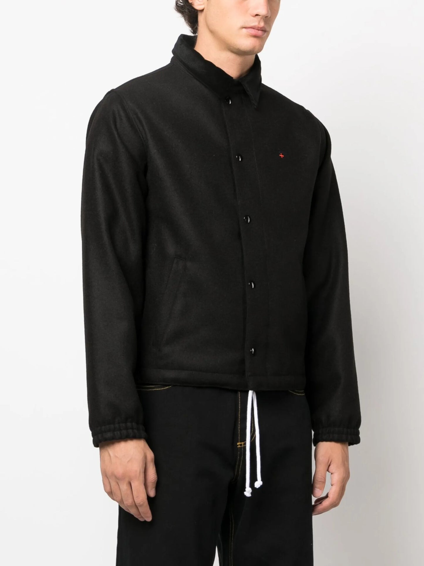 Campus logo-embroidered wool shirt jacket