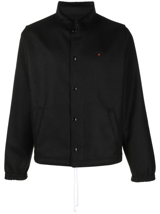 Campus logo-embroidered wool shirt jacket