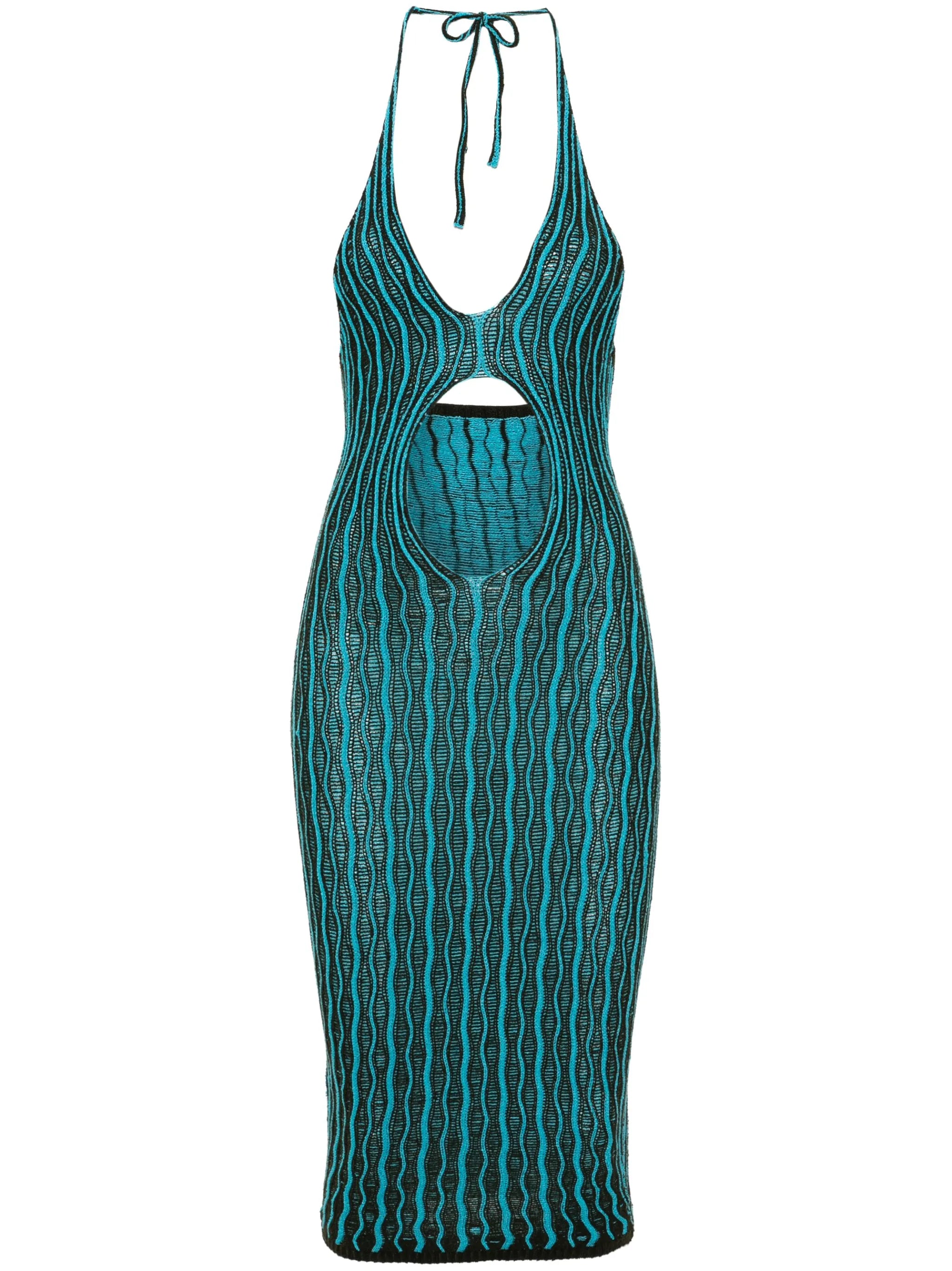 Cactus cut-out striped dress