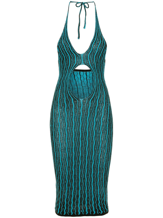 Cactus cut-out striped dress