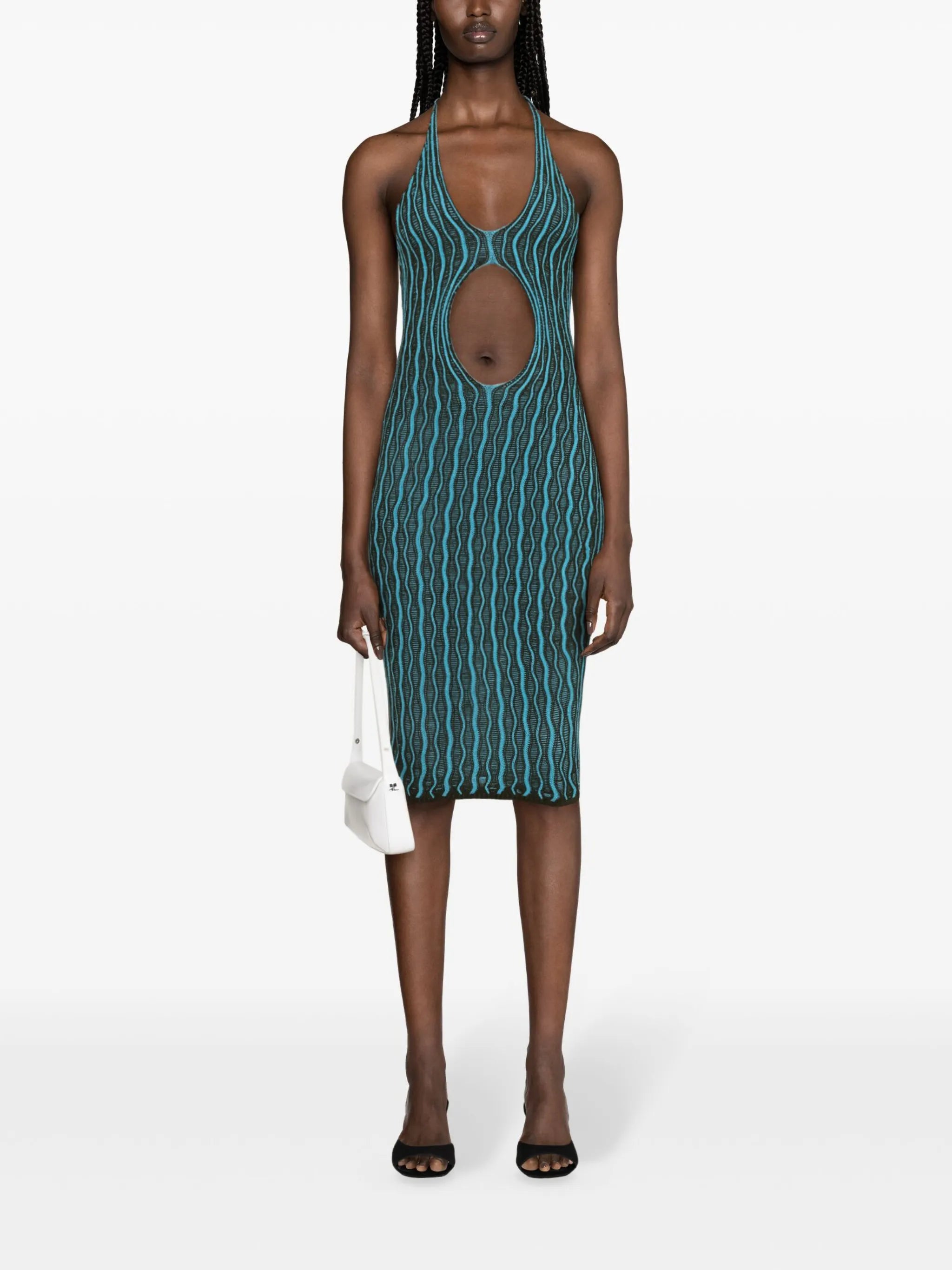 Cactus cut-out striped dress