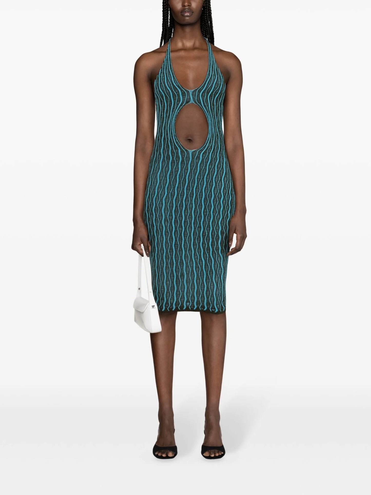 Cactus cut-out striped dress