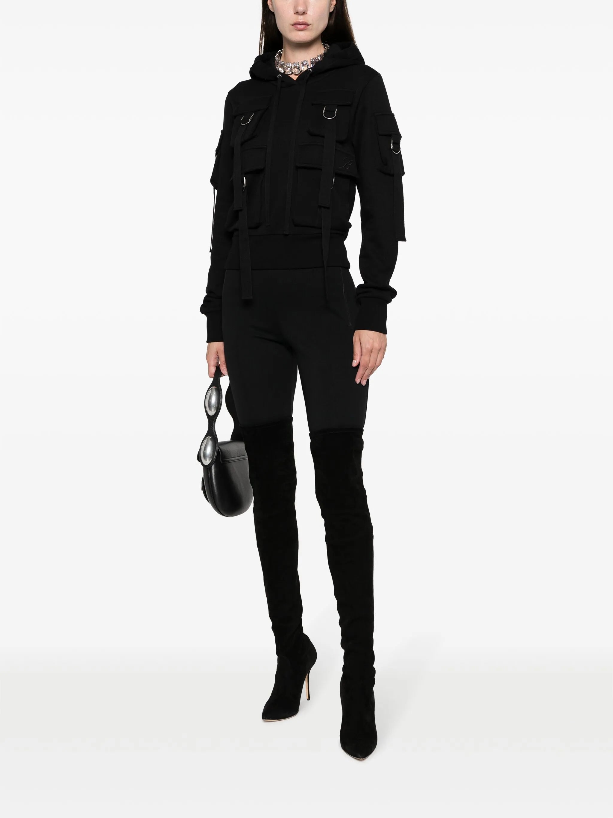 cargo-pockets cotton hoodie